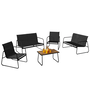 Voir la diapositive 1 : ID MARKET Salon de jardin bas MALAGA 6 places avec canapé, fauteuils et table noir et bois