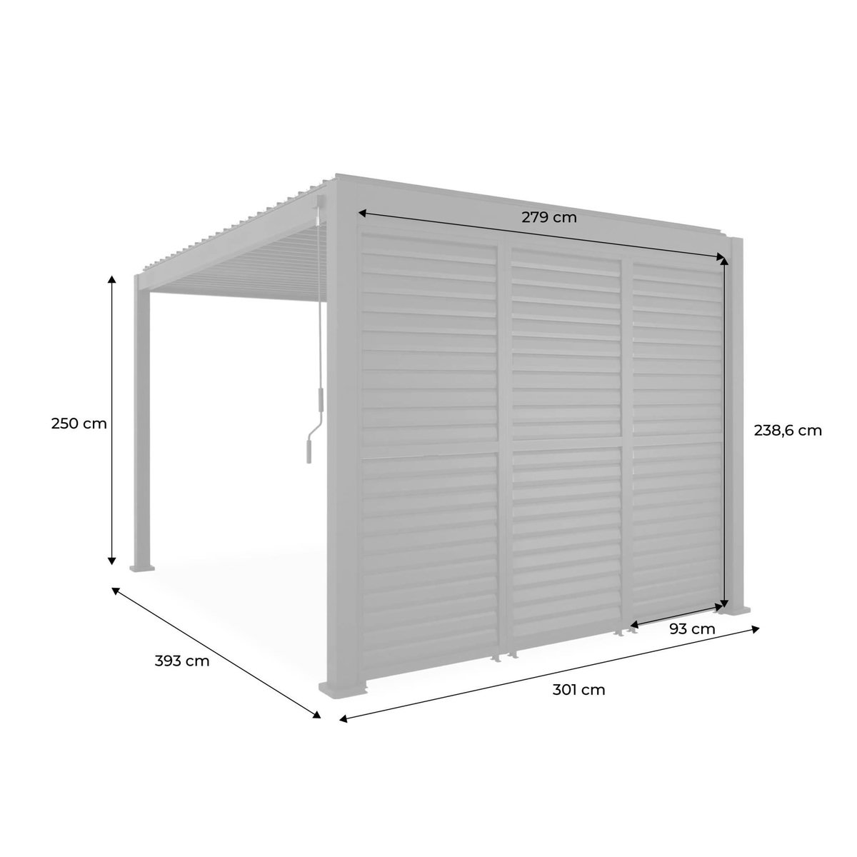 SWEEEK Pergola bioclimatique aluminium 4x3m + 3 persiennes 100cm lames orientables Triomphe