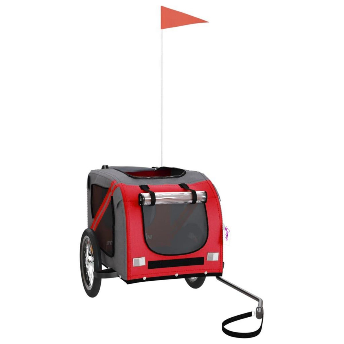 VIDAXL Remorque de velo pour animaux de compagnie rouge et gris