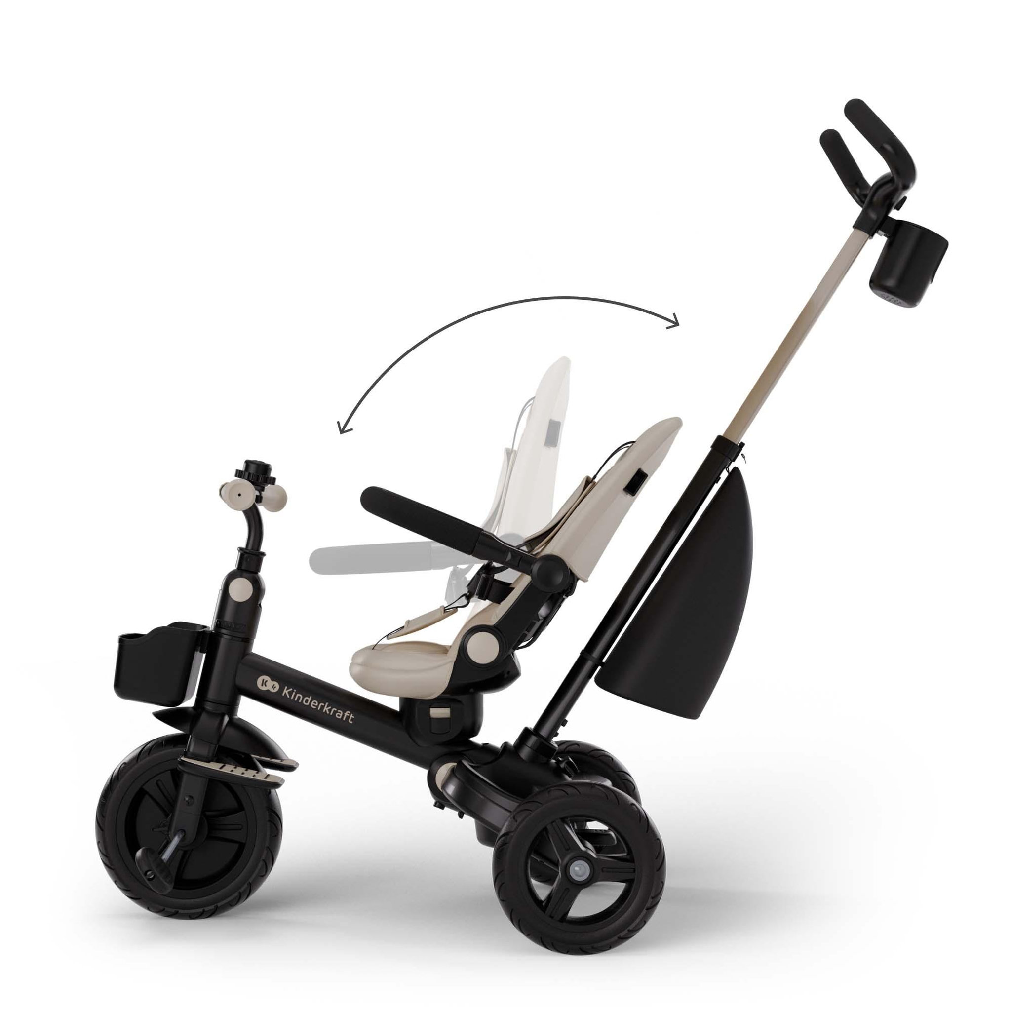 Voir la diapositive 3 : KINDERKRAFT Tricycle Kinderkraft AVEO 2 PLUS 6-en-1 évolutif, siège 360°, position allongée, canopy UPF50+, pliage rapide, Beige