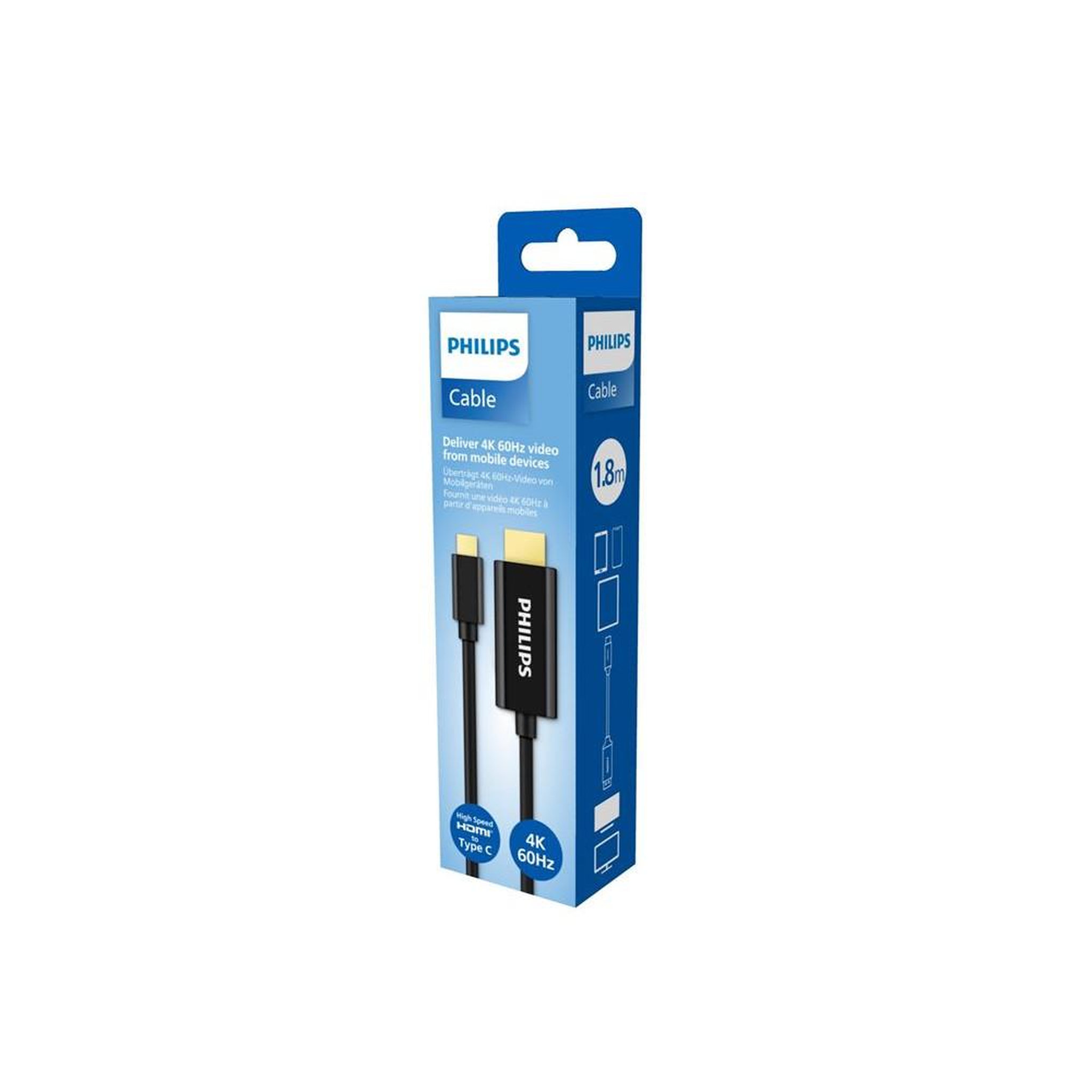 Philips Câble vidéo usb-c vers hdmi philips 4k 60 hz noir, 1,8 m
