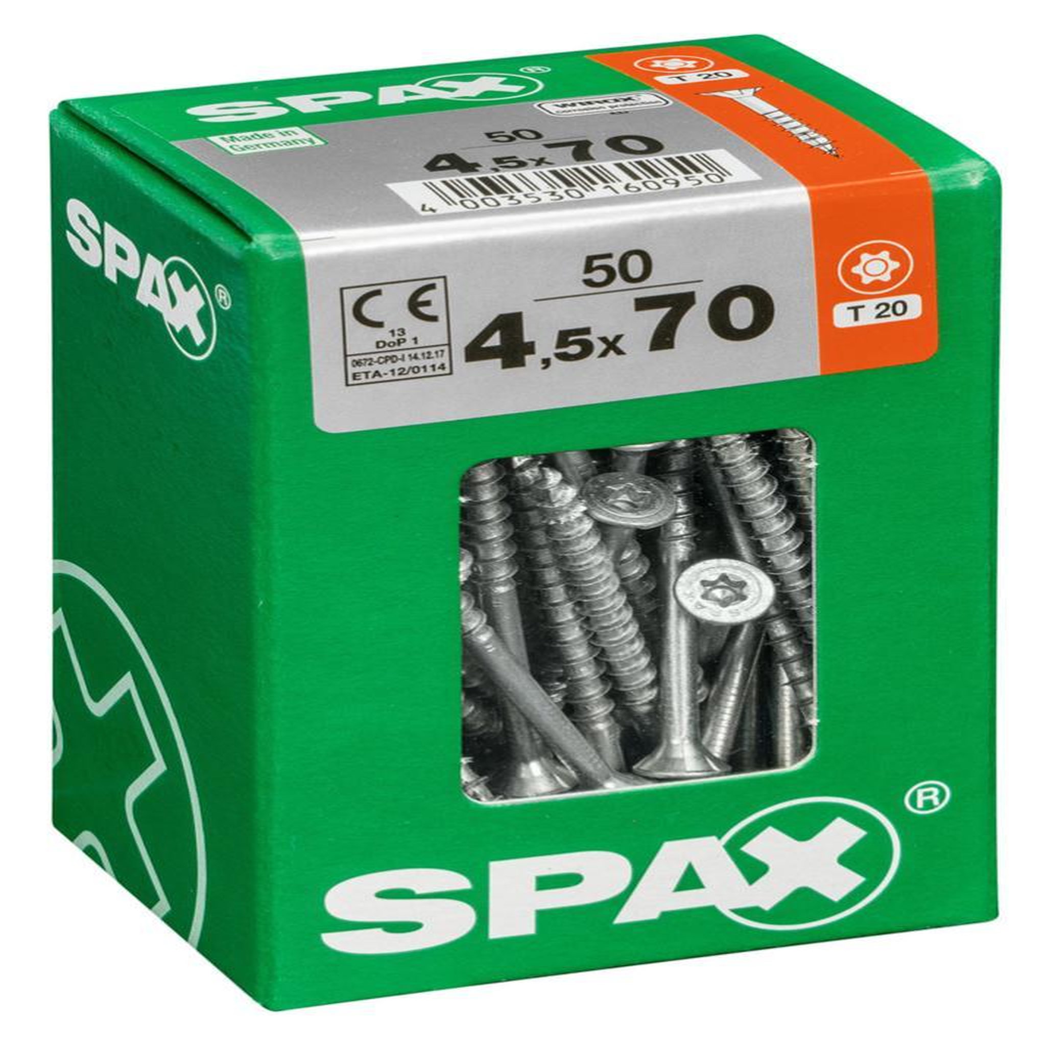 CENTRALE BRICO Lot de 50 vis acier tête fraisée torx SPAX, Diam.4.5 mm x L.70 mm