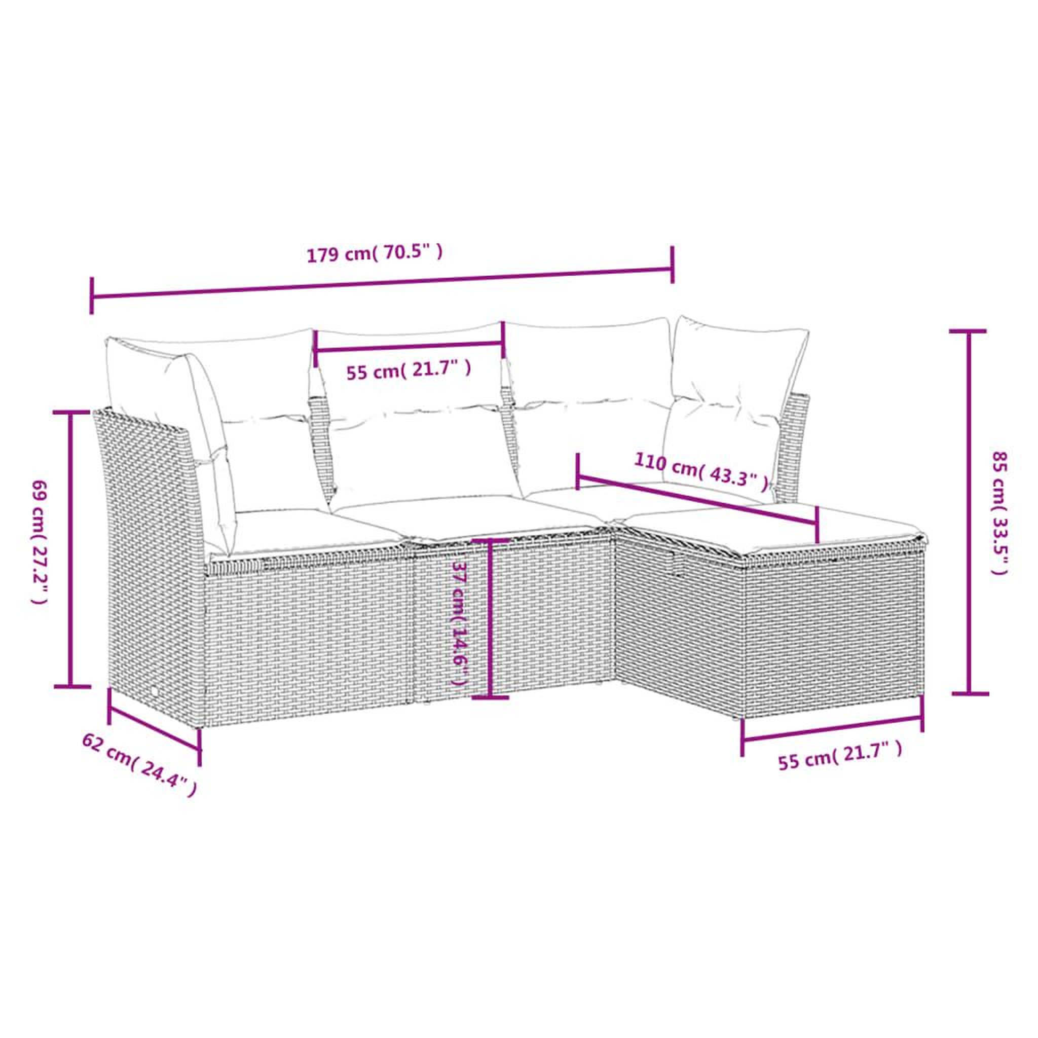 Voir la diapositive 4 : VIDAXL Salon de jardin 4 pcs avec coussins noir resine tressee