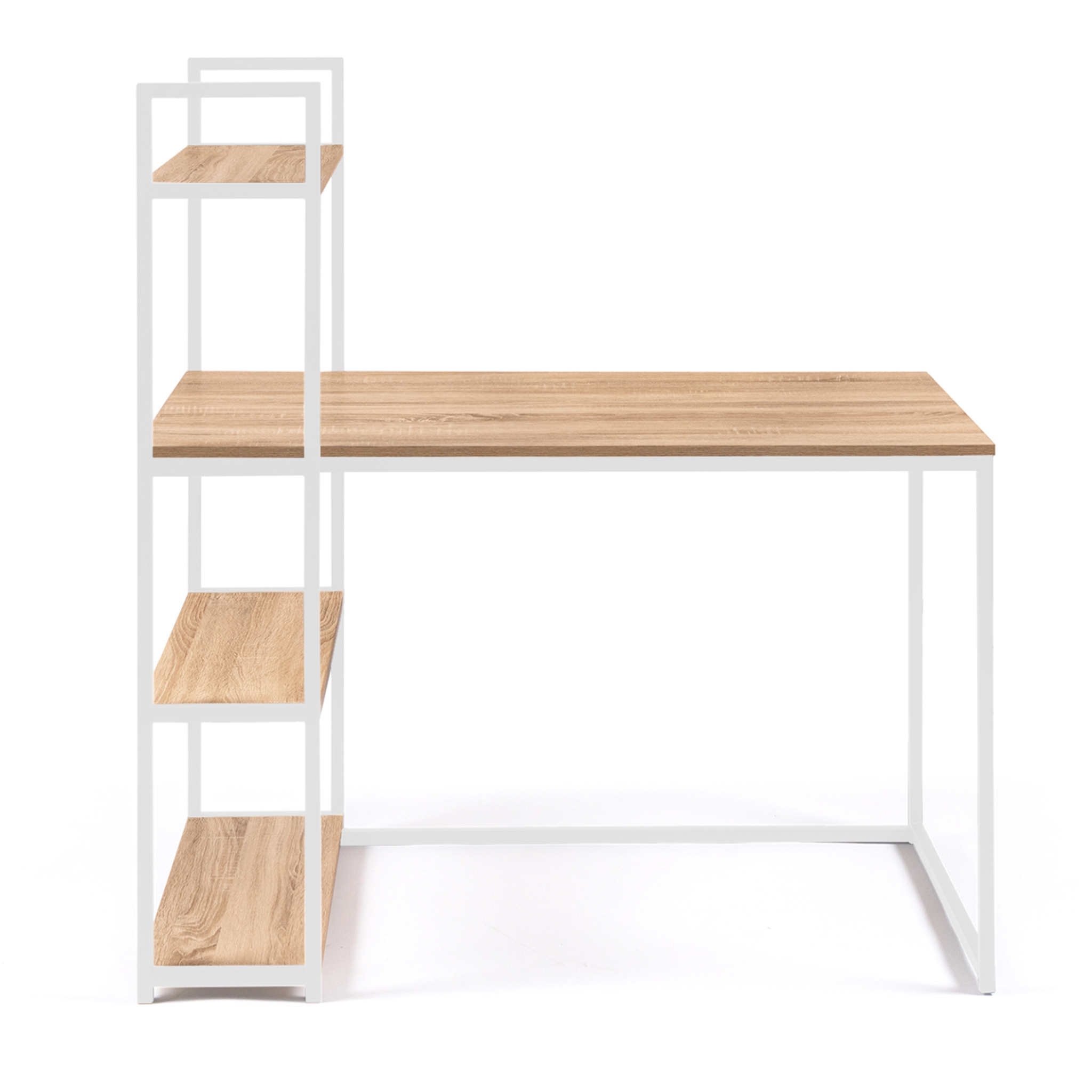 Voir la diapositive 4 : ID MARKET Bureau bibliothèque DETROIT design industriel bois et métal blanc