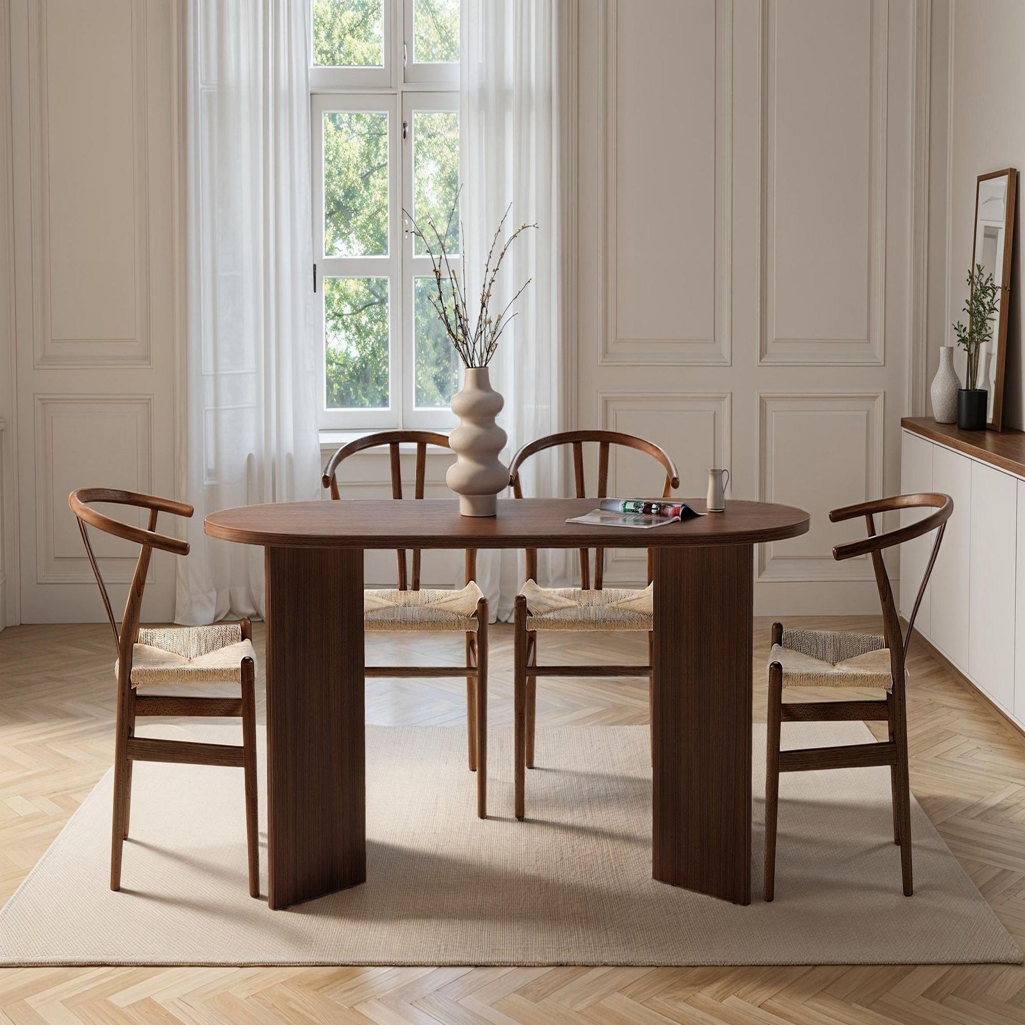 Voir la diapositive 3 : Habitat et Jardin Table à manger en bois  sablin  - 180 x 89 x 75 cm - noyer