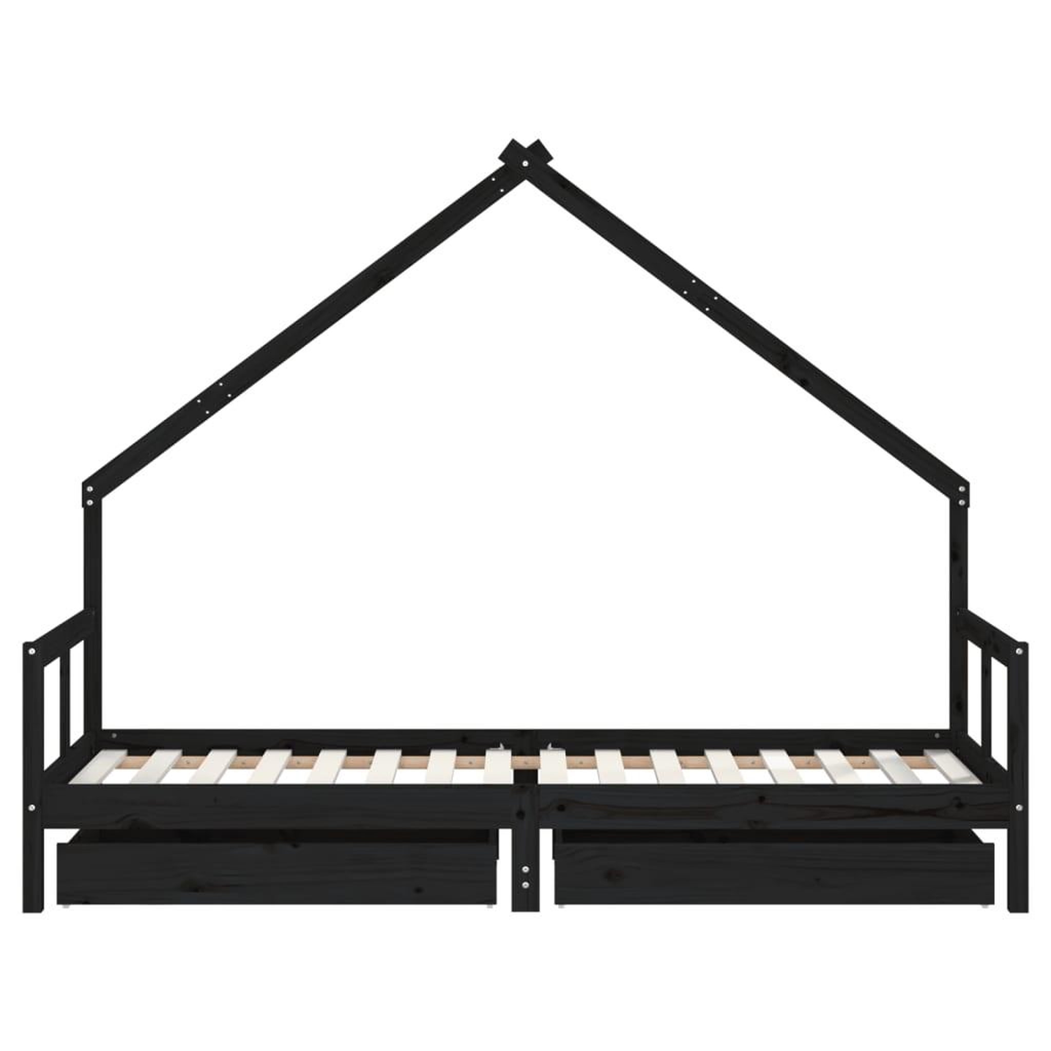 Voir la diapositive 5 : VIDAXL Cadre de lit enfant tiroirs noir 80x200 cm bois de pin massif
