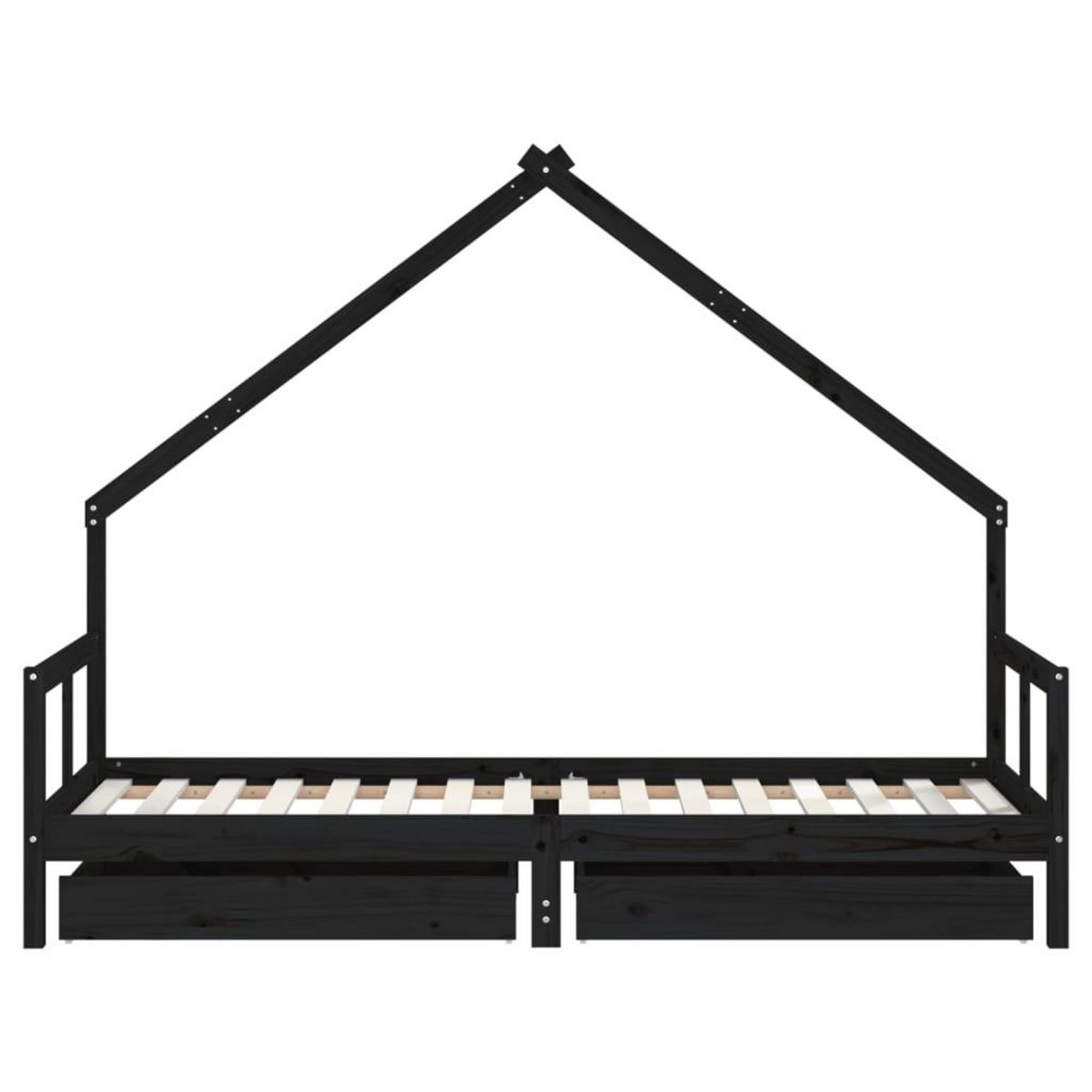 VIDAXL Cadre de lit enfant tiroirs noir 80x200 cm bois de pin massif