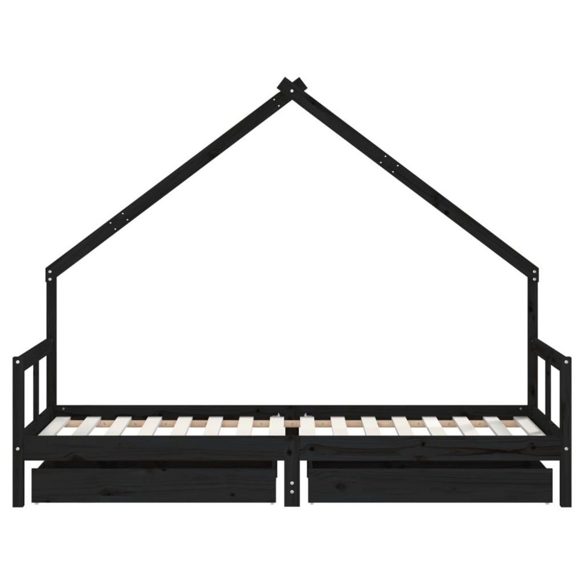 VIDAXL Cadre de lit enfant tiroirs noir 80x200 cm bois de pin massif