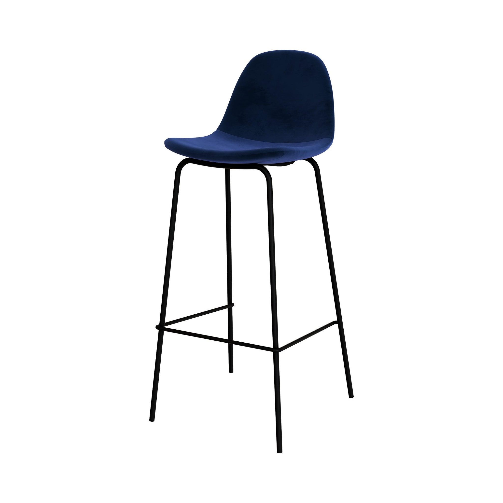 Voir la diapositive 6 : MAISON PAVANE Lot de 2 chaises de bar en velours bleu foncé 75 cm-henrik