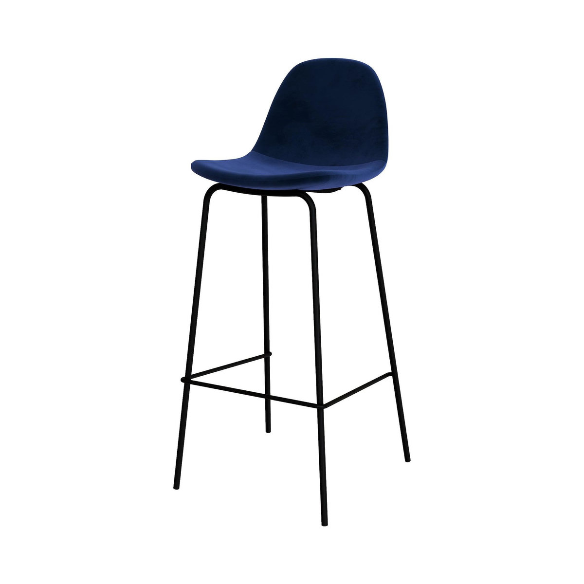 Rendez vous déco Lot de 2 chaises de bar en velours bleu foncé 75 cm-Henrik