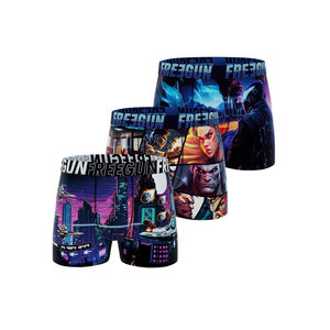 Boxer Homme FREEGUN Microfibre - Motifs Bretagne/Corse, Extensible, Respirant, Ceinture 35 Mm