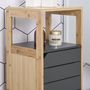 Voir la diapositive 5 : HOMCOM Meuble colonne rangement salle de bain style cosy dim. 32L x 30l x 80H cm porte étagères niche bambou gris