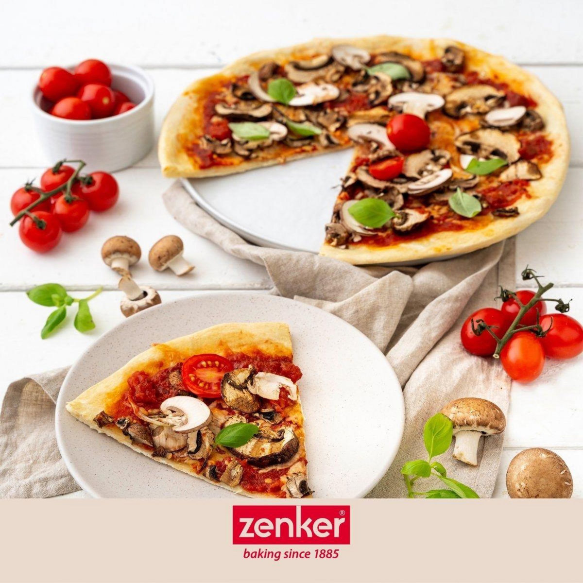 ZENKER Set de 2 plaques à pizza 32 cm et une roulette à pizza Zenker Special Countries
