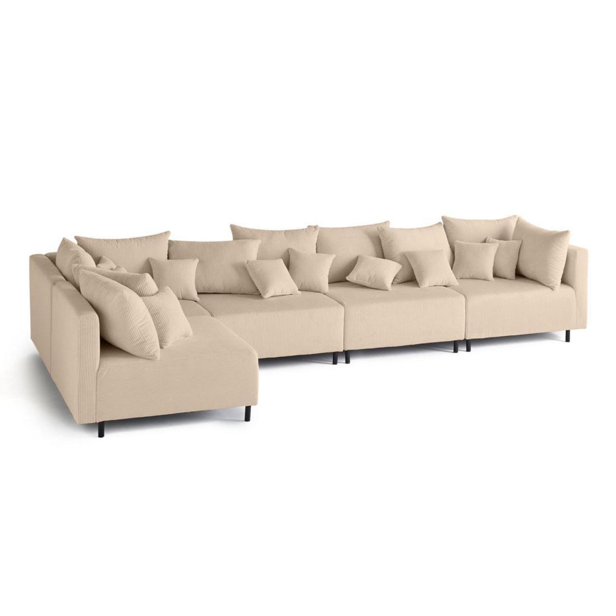 LISA DESIGN Edinburg - canapé modulable d'angle réversible 5 places - en velours côtelé