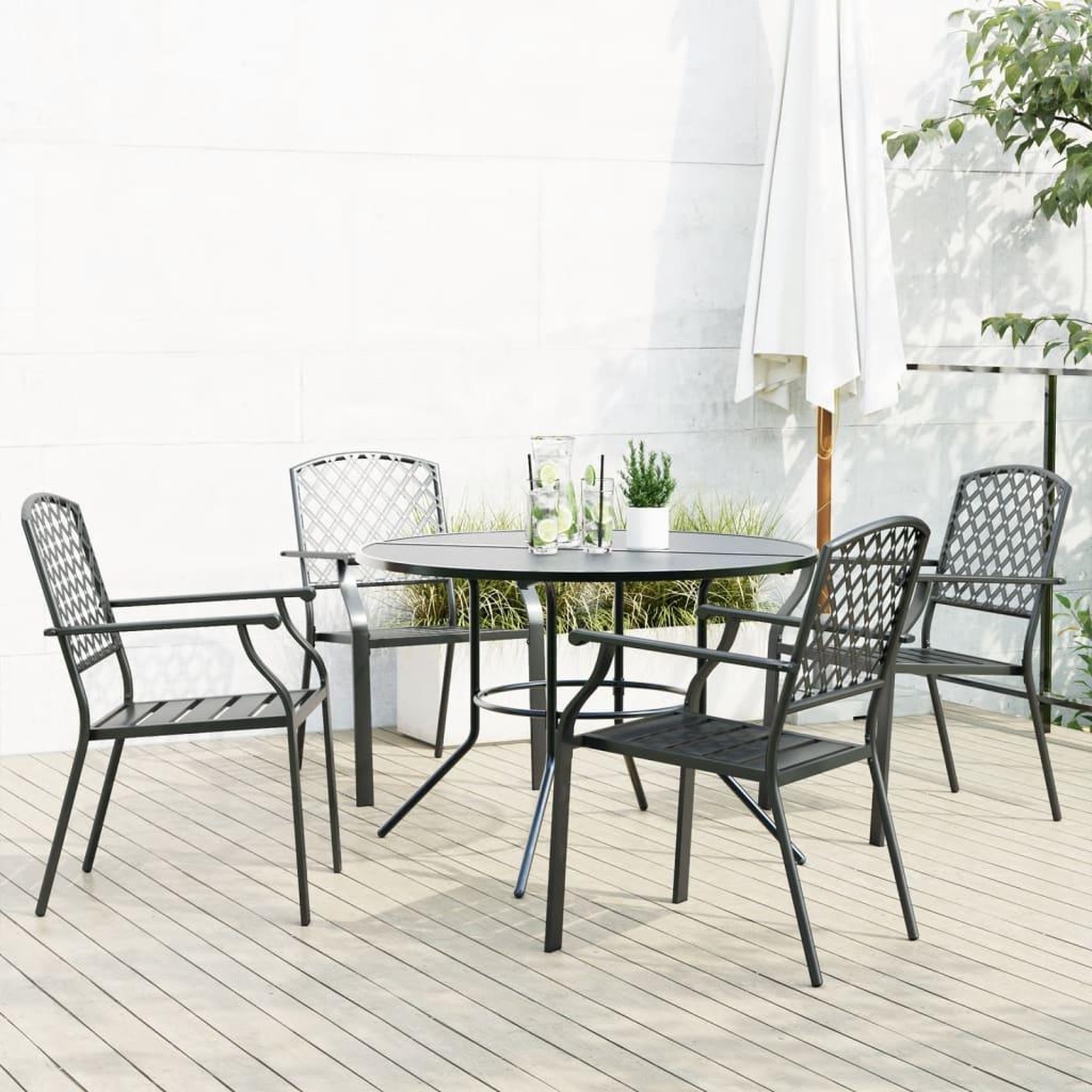 VIDAXL Ensemble de chaises de jardin empilables 5 pcs anthracite