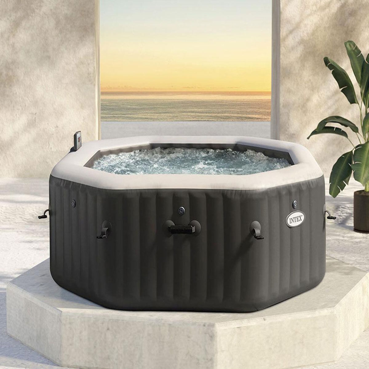 INTEX Spa gonflable PureSpa Carbone octogonal Bulles et Jets 6 places - Intex