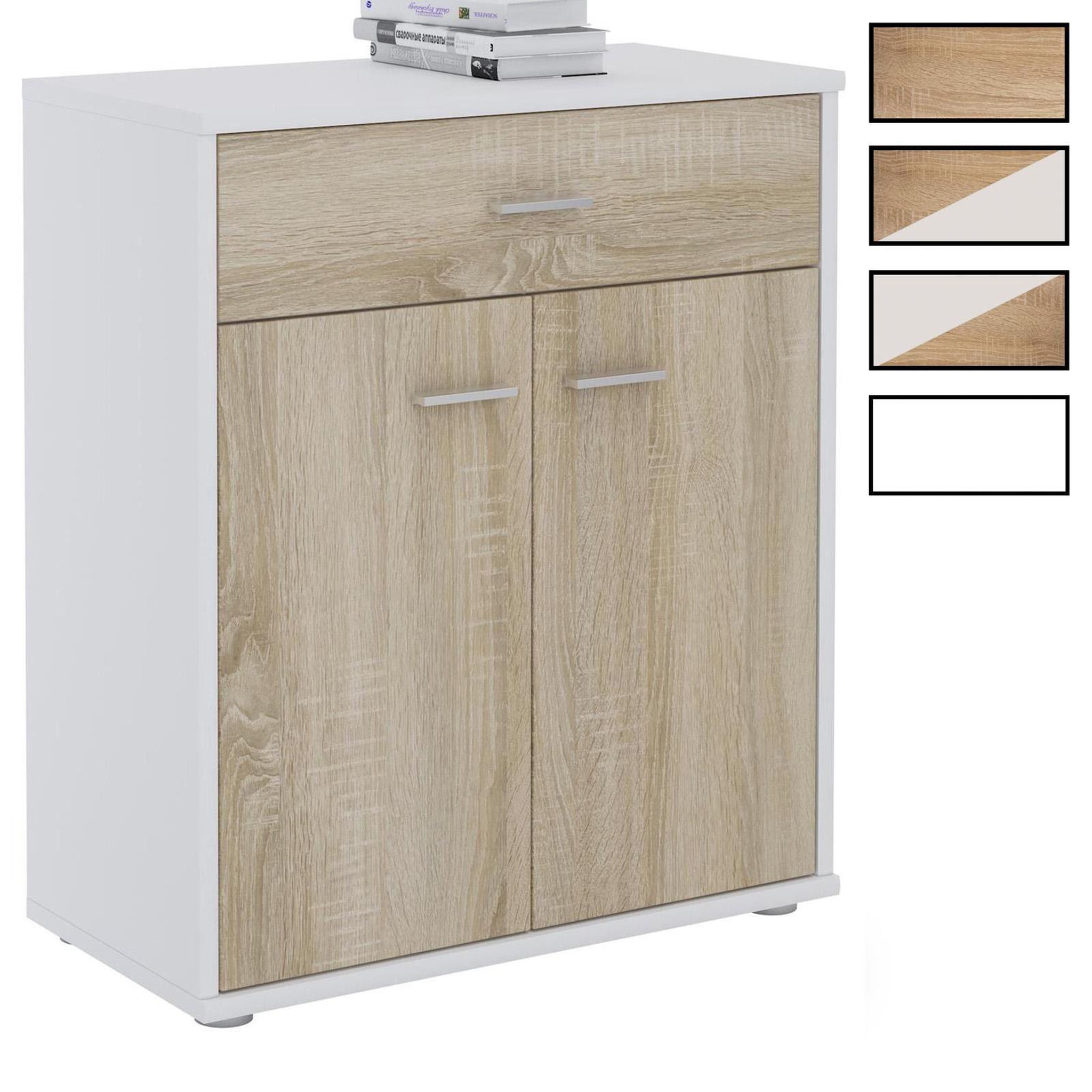 IDIMEX Buffet MONACO, en mélaminé. Coloris disponibles : Blanc, Bicolore, Marron