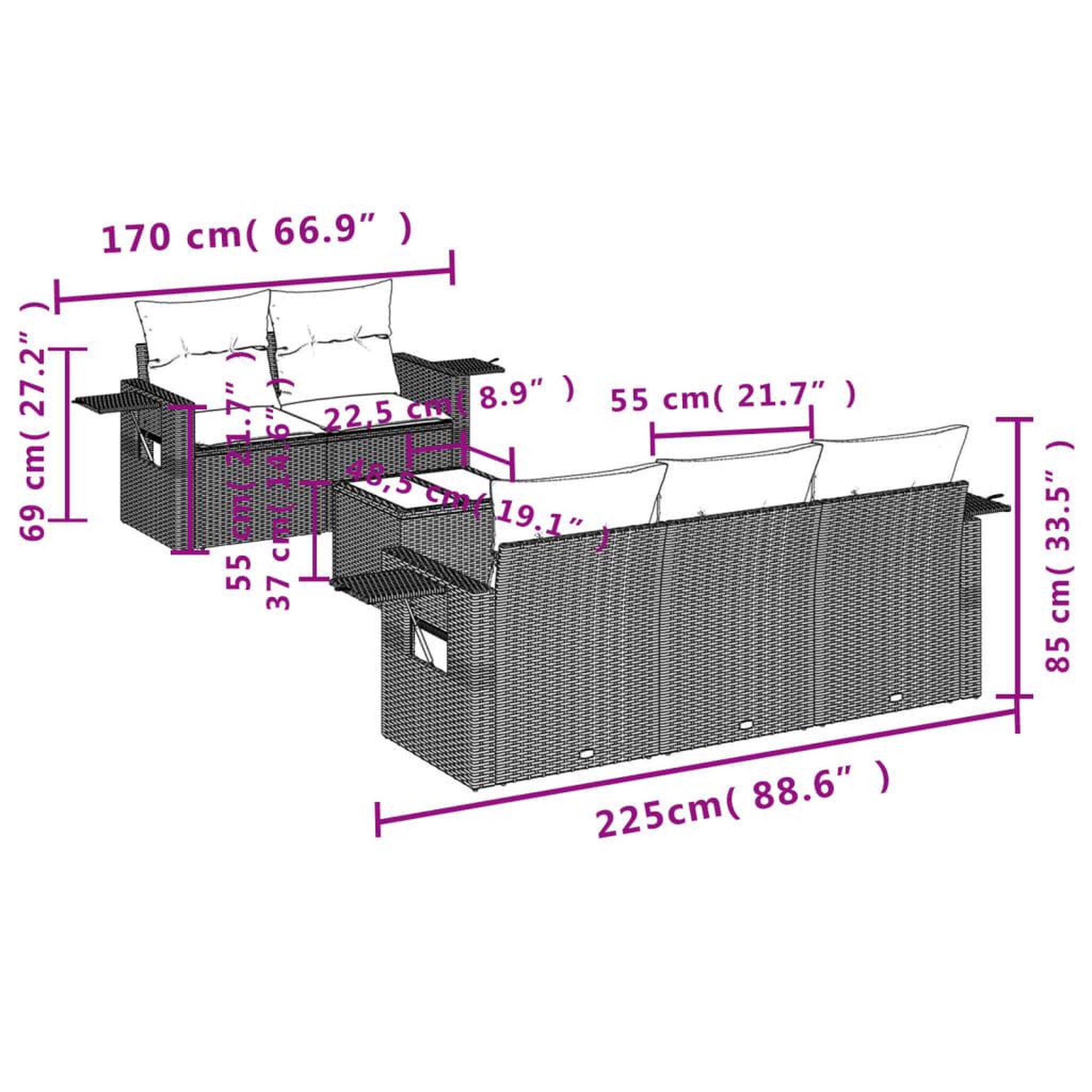 Voir la diapositive 3 : VIDAXL Salon de jardin 6 pcs avec coussins noir resine tressee