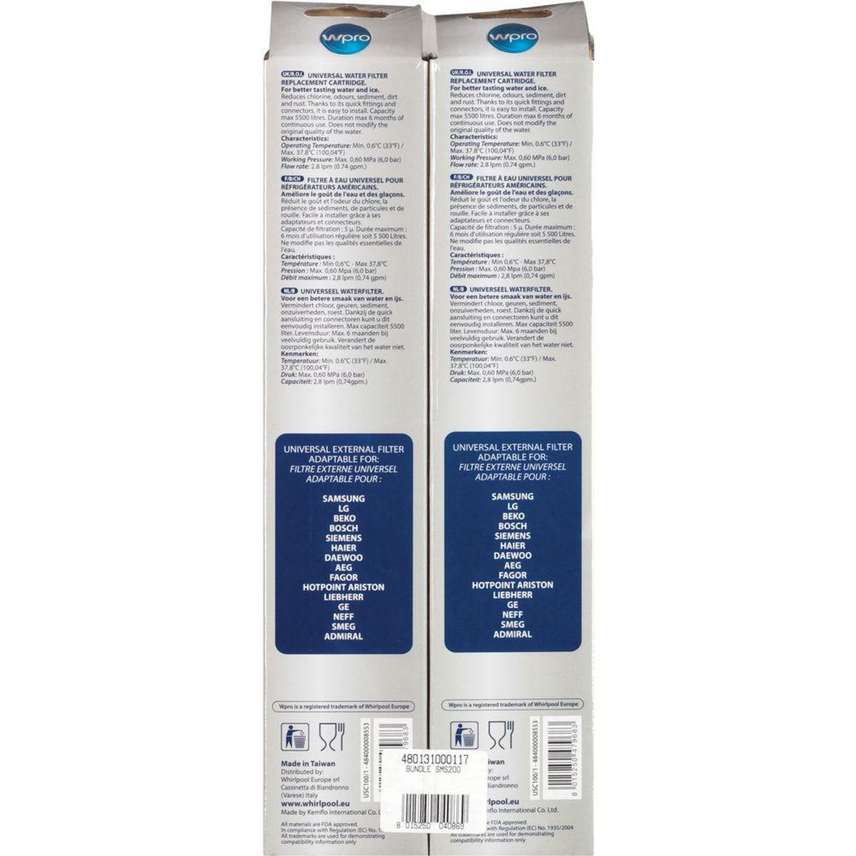 WPRO Filtre à eau pour réfrigérateur américain - sms200