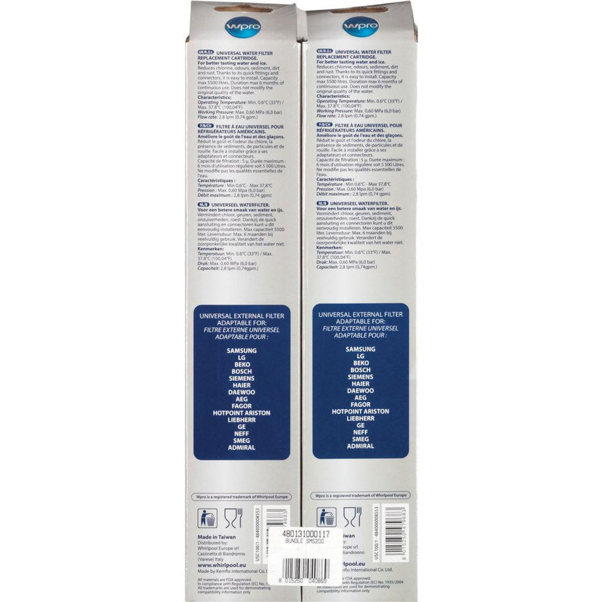 WPRO Filtre à eau pour réfrigérateur américain - sms200