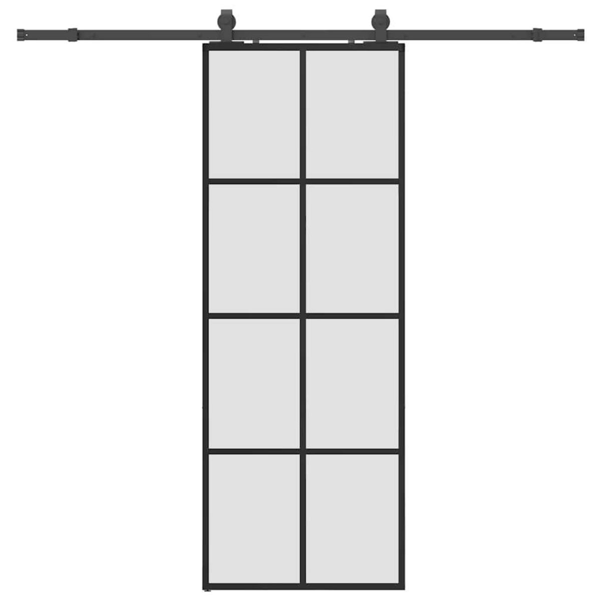 VIDAXL Porte coulissante kit de quincaillerie noir 76x205 cm verre ESG