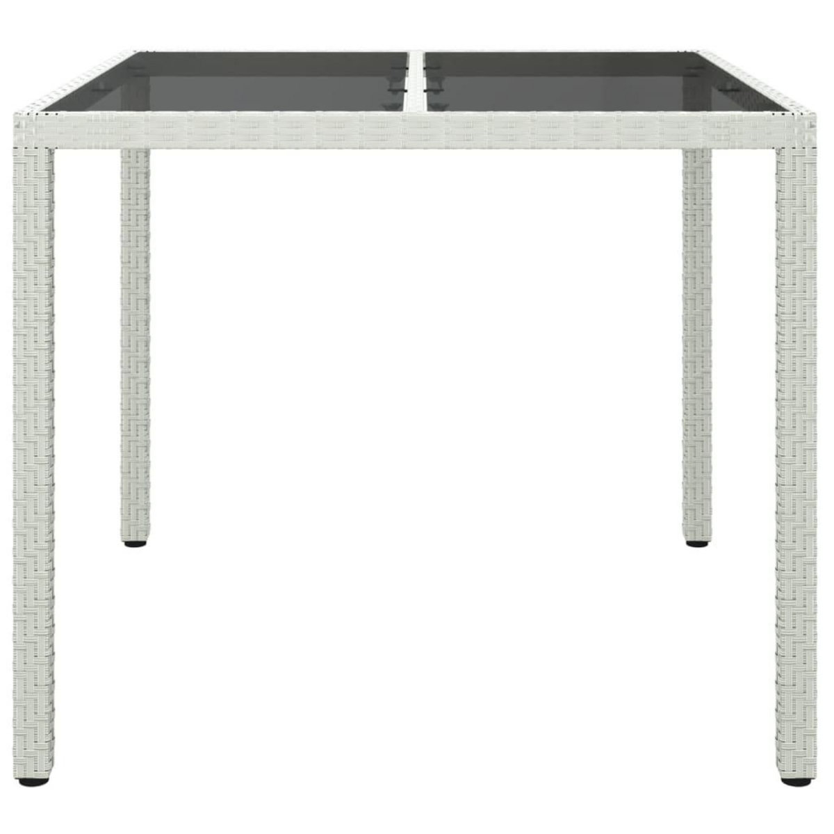 VIDAXL Table de jardin 90x90x75cm Verre trempe et resine tressee Blanc
