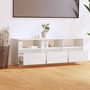 Voir la diapositive 3 : VIDAXL Meuble TV Blanc 140x37x50 cm Bois de pin massif