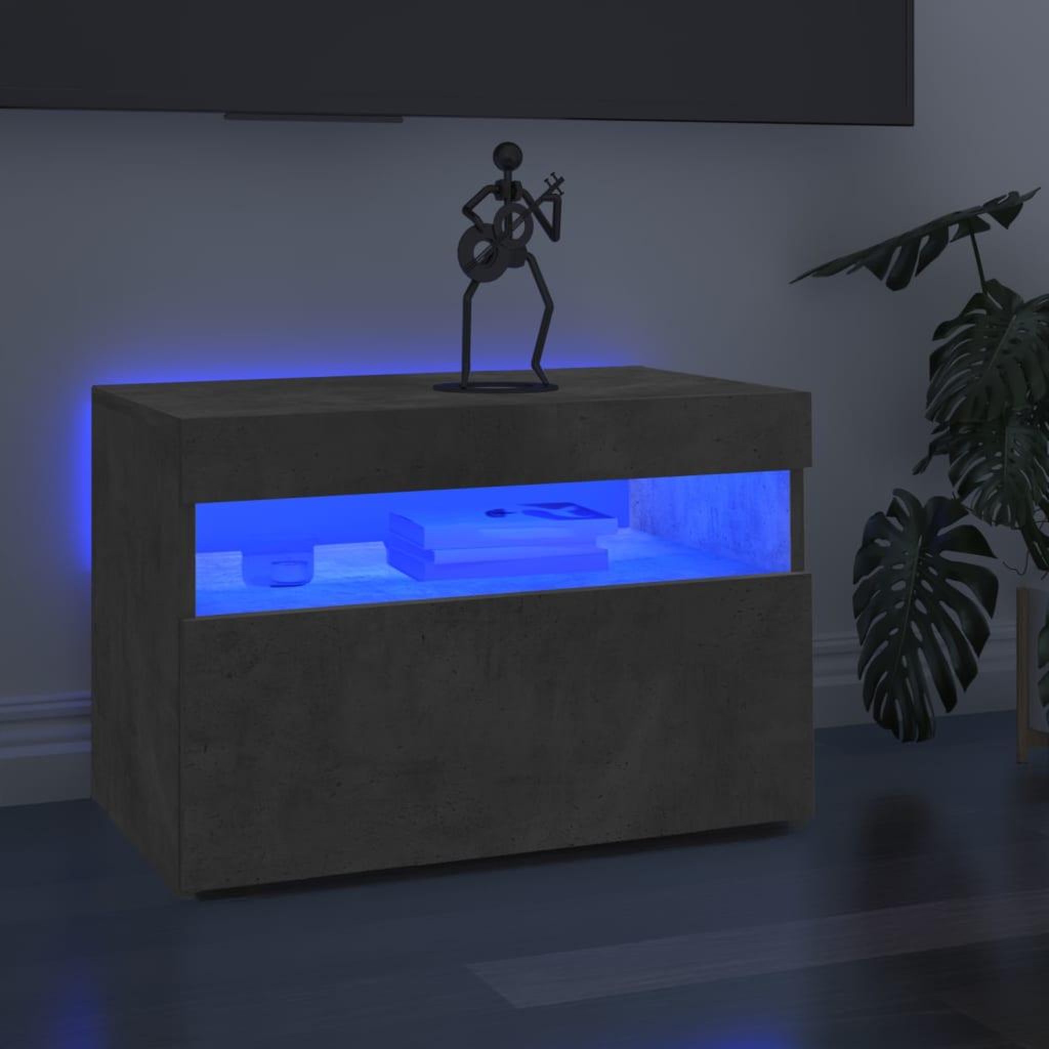 Voir la diapositive 1 : VIDAXL Meubles TV avec lumieres LED 2 pcs gris beton 60x35x40 cm