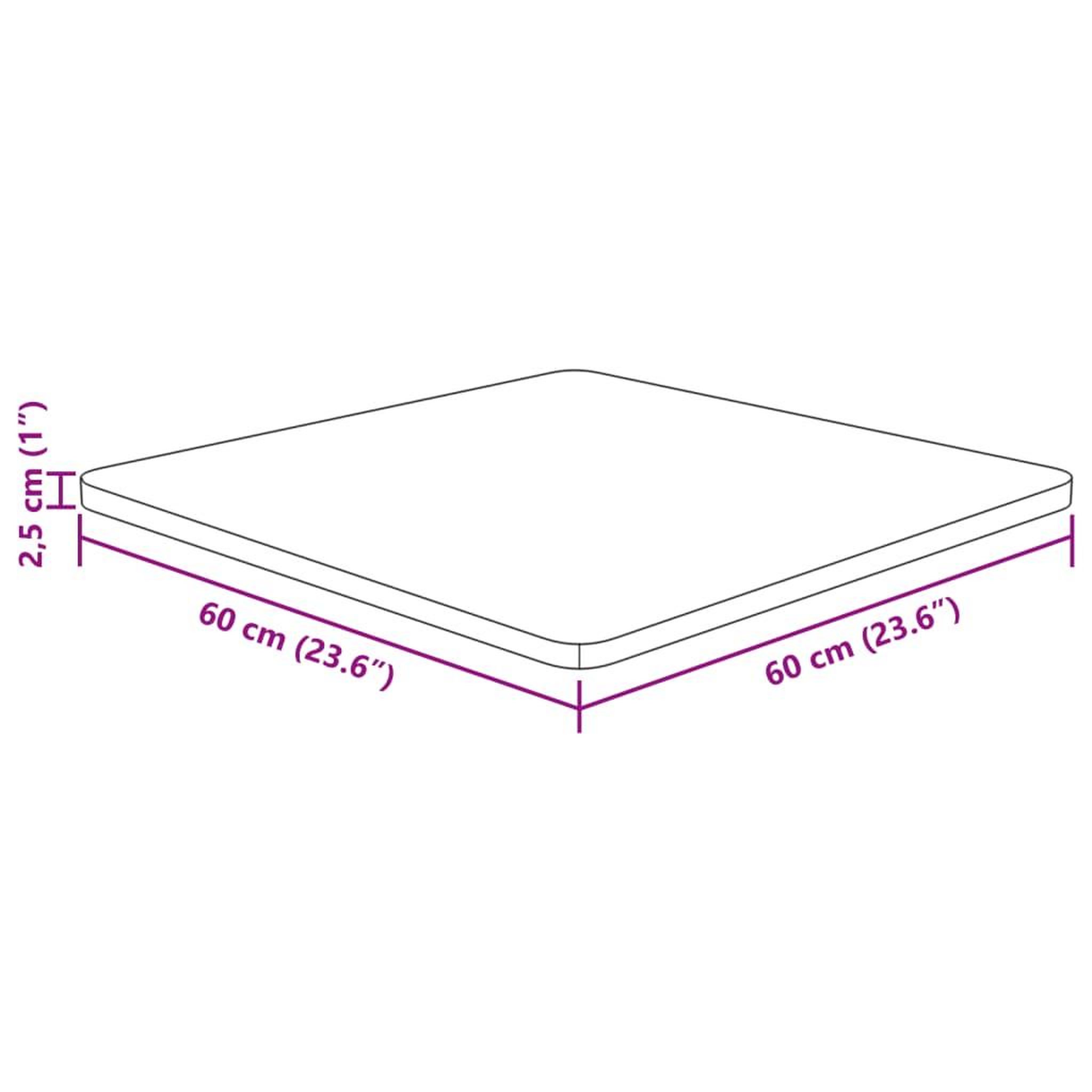 Voir la diapositive 4 : VIDAXL Dessus de table carre 60x60x2,5 cm Bois chene massif non traite