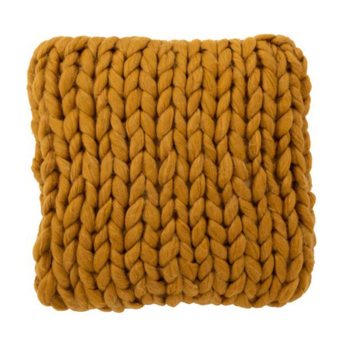Paris Prix Coussin Carré Déco  Tricoté  40x40cm Ocre