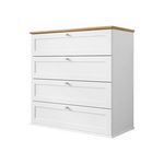 BEST MOBILIER Francesco - commode - effet bois et blanc - 92 cm. Coloris disponibles : Marron