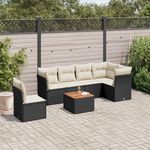 VIDAXL Salon de jardin 7 pcs avec coussins noir resine tressee