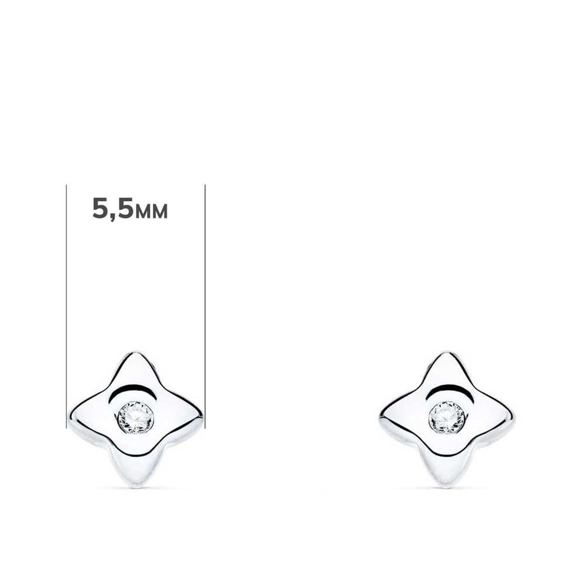 Voir la diapositive 2 : L'ATELIER D'AZUR Boucles d'Oreilles Etoiles Solitaires Diamants de Synthèse 0.04 Carats - Or 18 Carats 750 Blanc