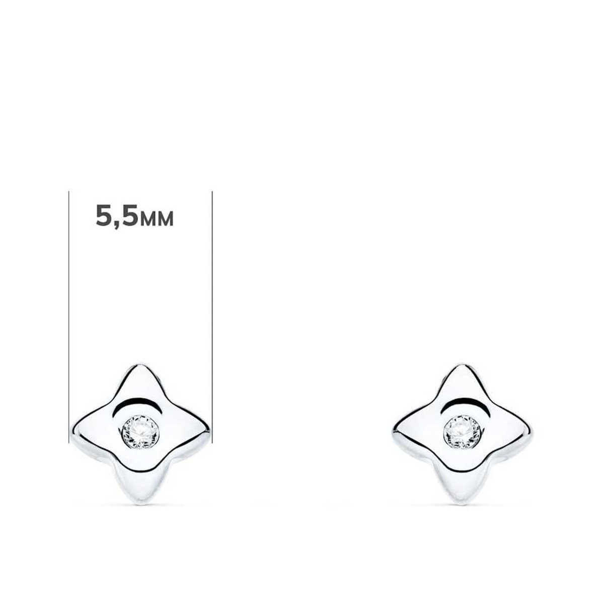 L'ATELIER D'AZUR Boucles d'Oreilles Etoiles Solitaires Diamants de Synthèse 0.04 Carats - Or 18 Carats 750 Blanc