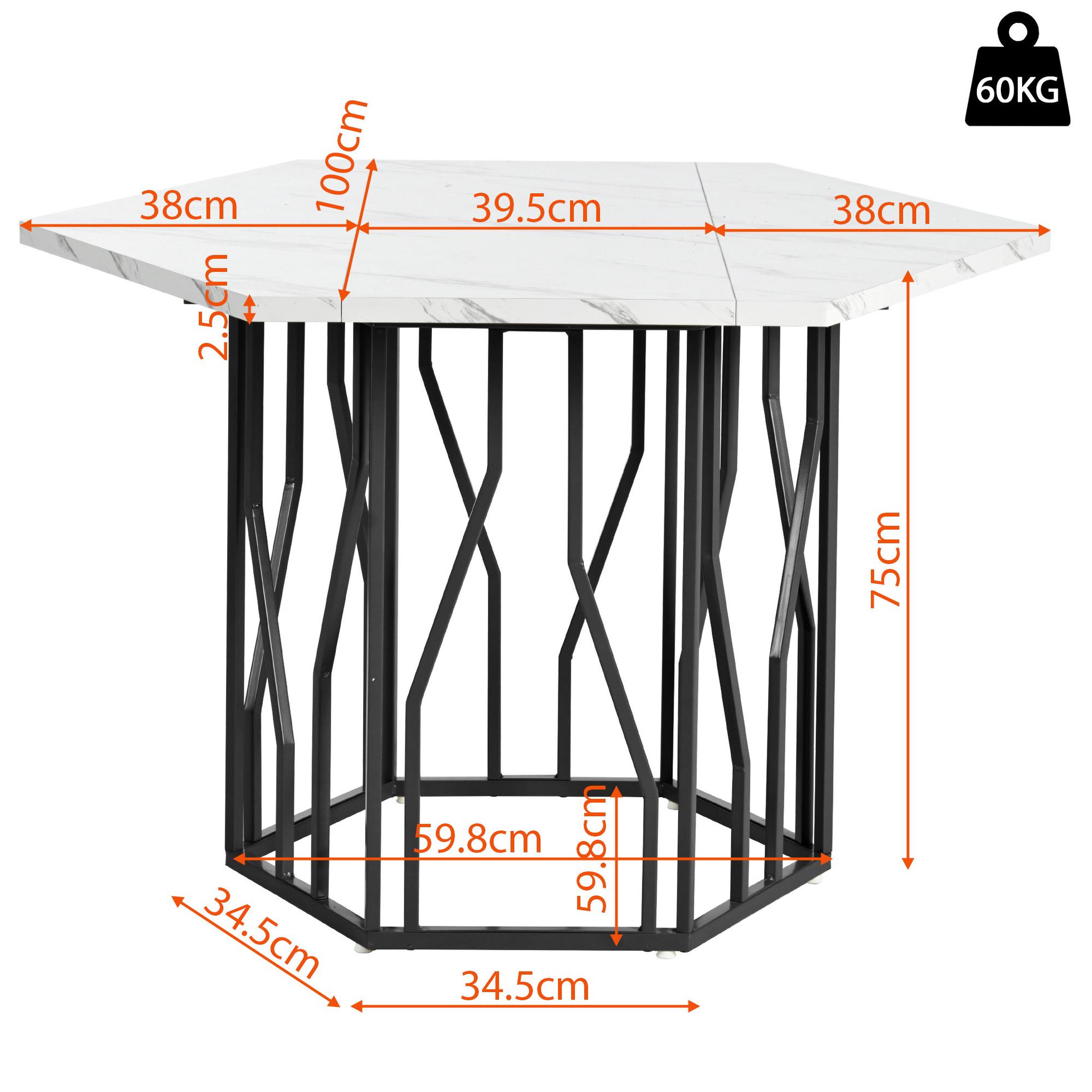 Voir la diapositive 3 : MERAX Table à manger hexagonale