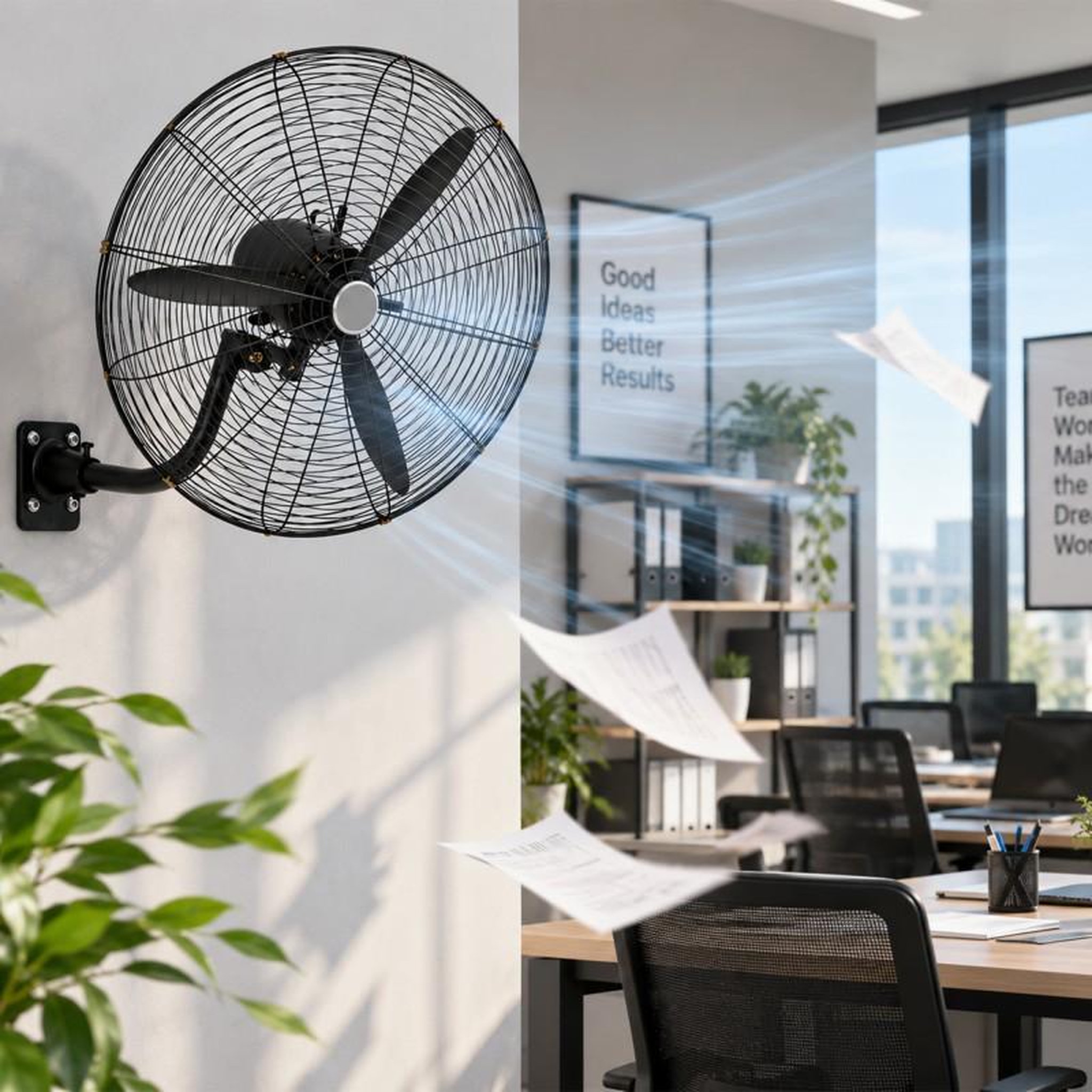 Voir la diapositive 2 : Ventilateur Industriel 2-en-1 (pied & Mural) – 130w