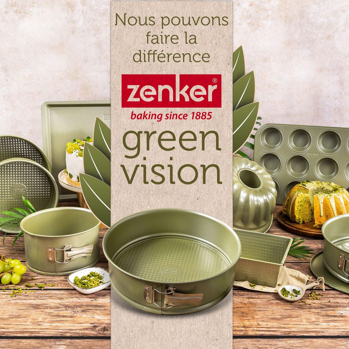 ZENKER Ensemble de 2 Moules à kouglof 25 cm Zenker Green Vision