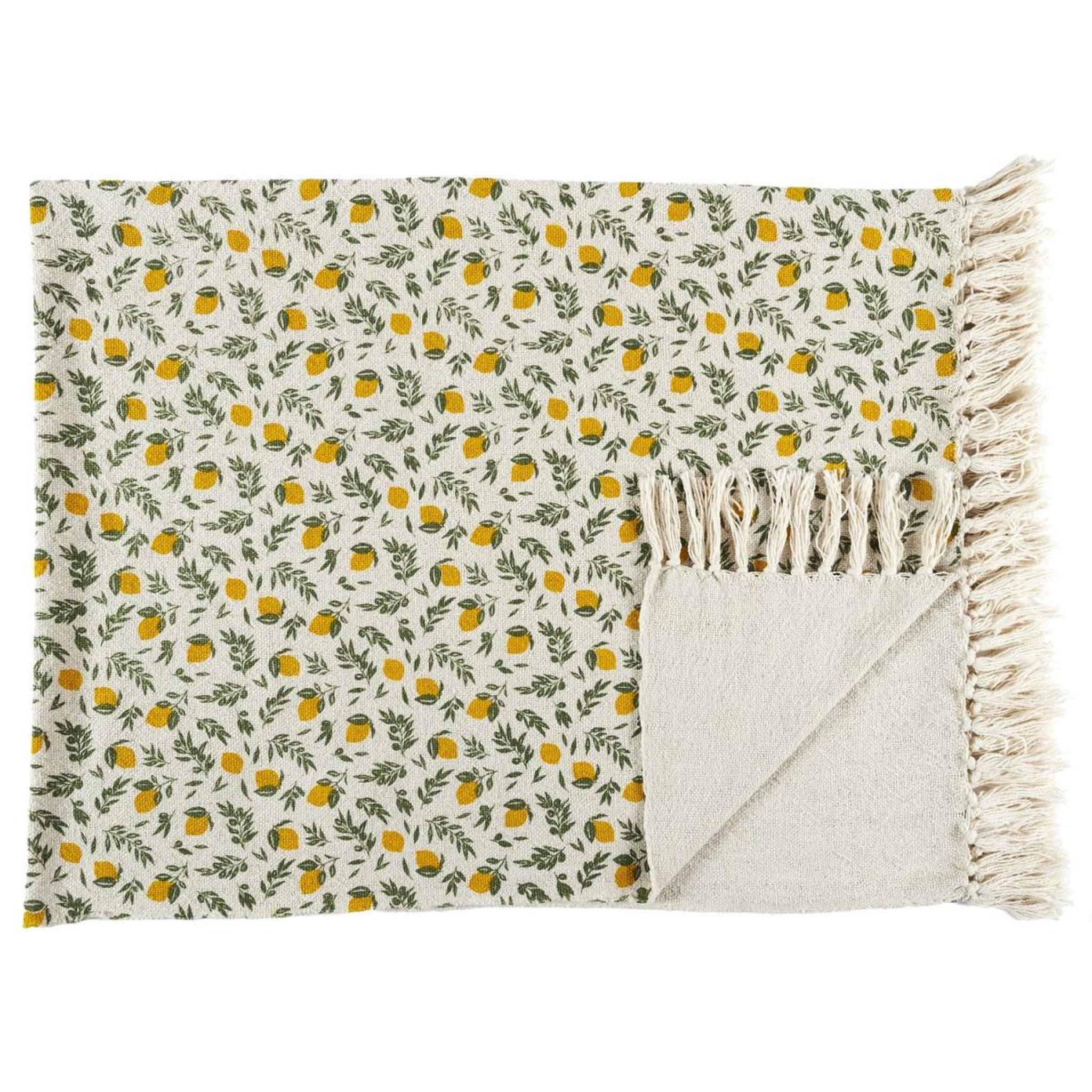 Voir la diapositive 1 : The Home Deco Factory Plaid à franges  bain de soleil  120x150cm jaune & vert