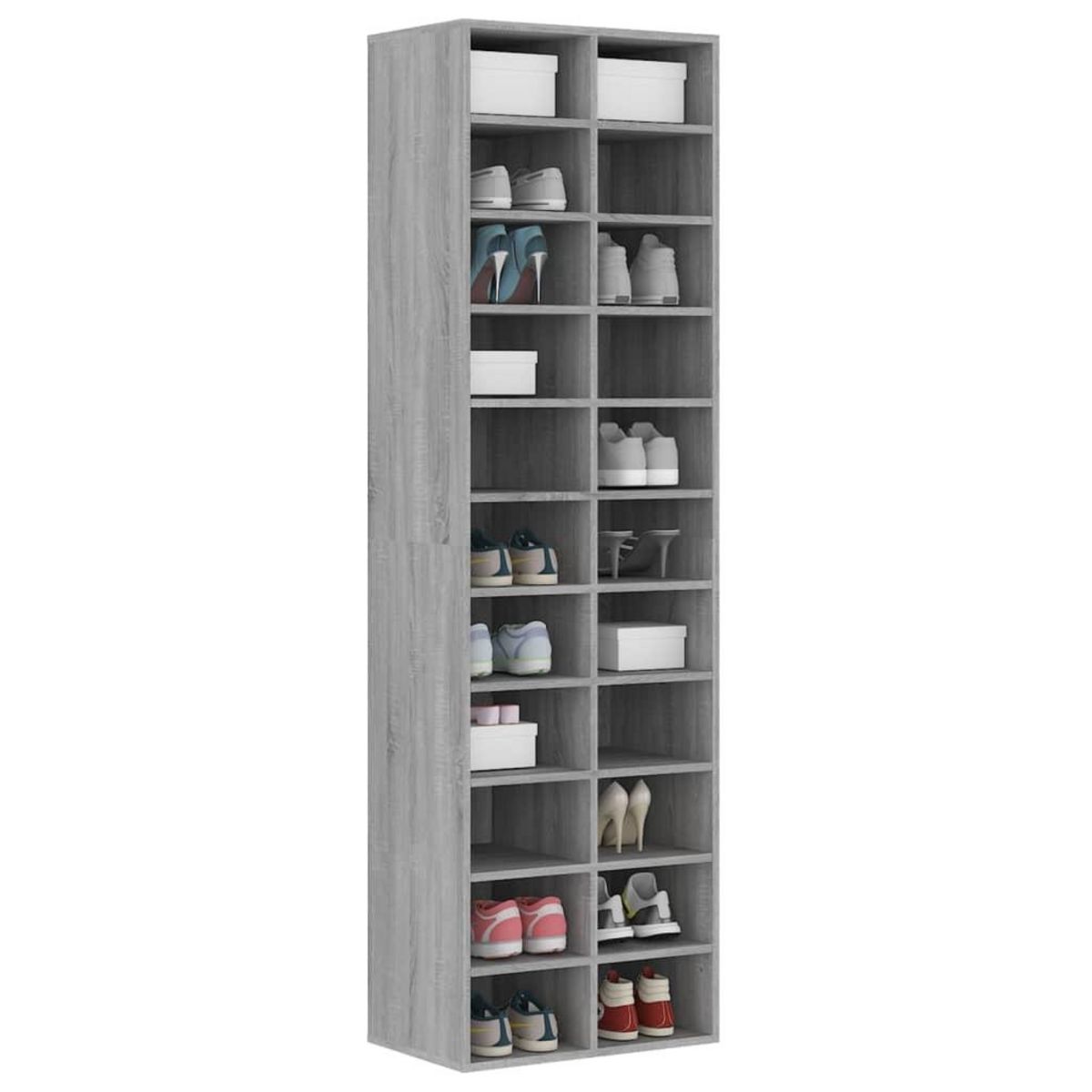 VIDAXL Meuble a chaussures Sonoma gris 54x34x183 cm Bois d'ingenierie