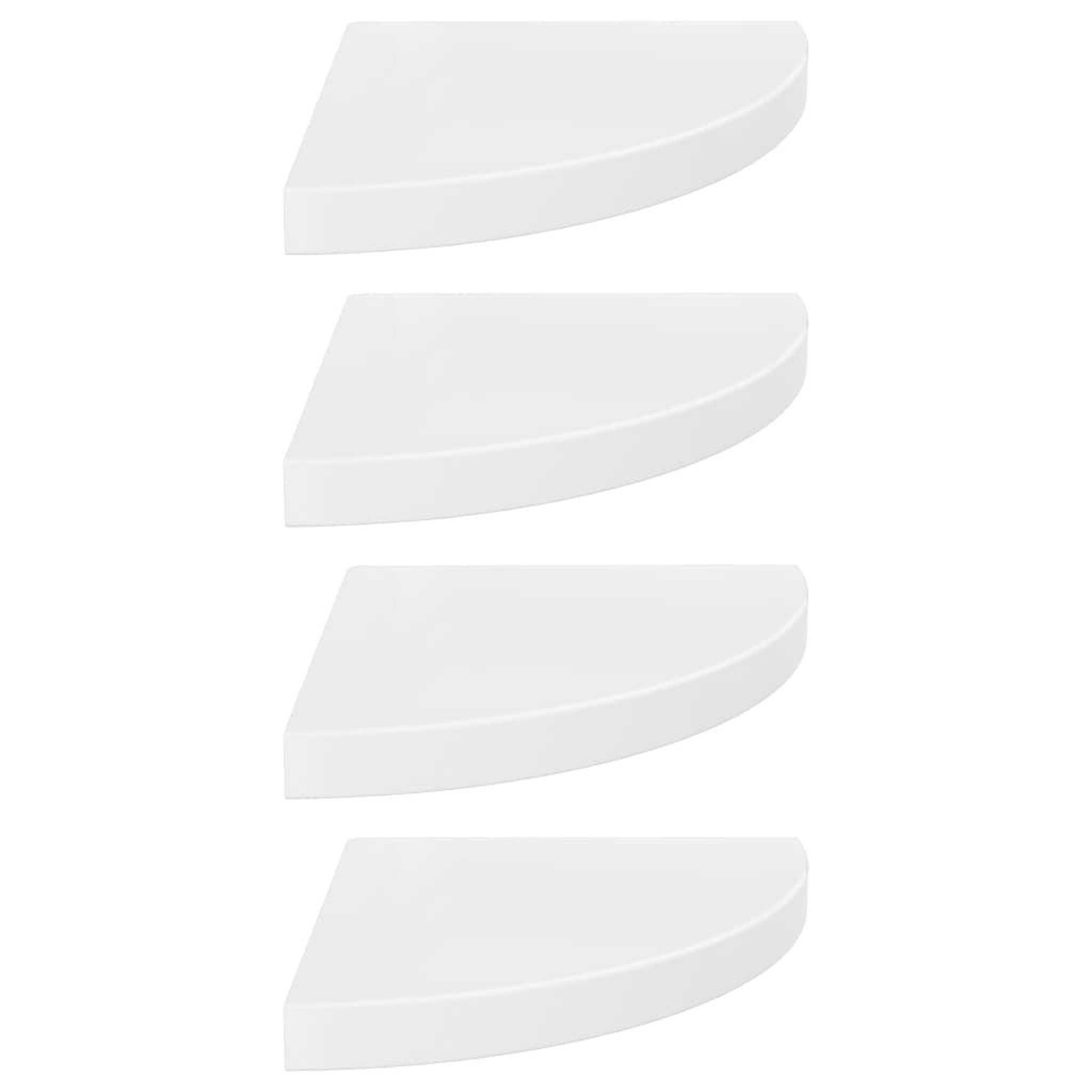 Voir la diapositive 2 : VIDAXL Etageres d'angle flottantes 4pcs blanc brillant 35x35x3,8cm mdf