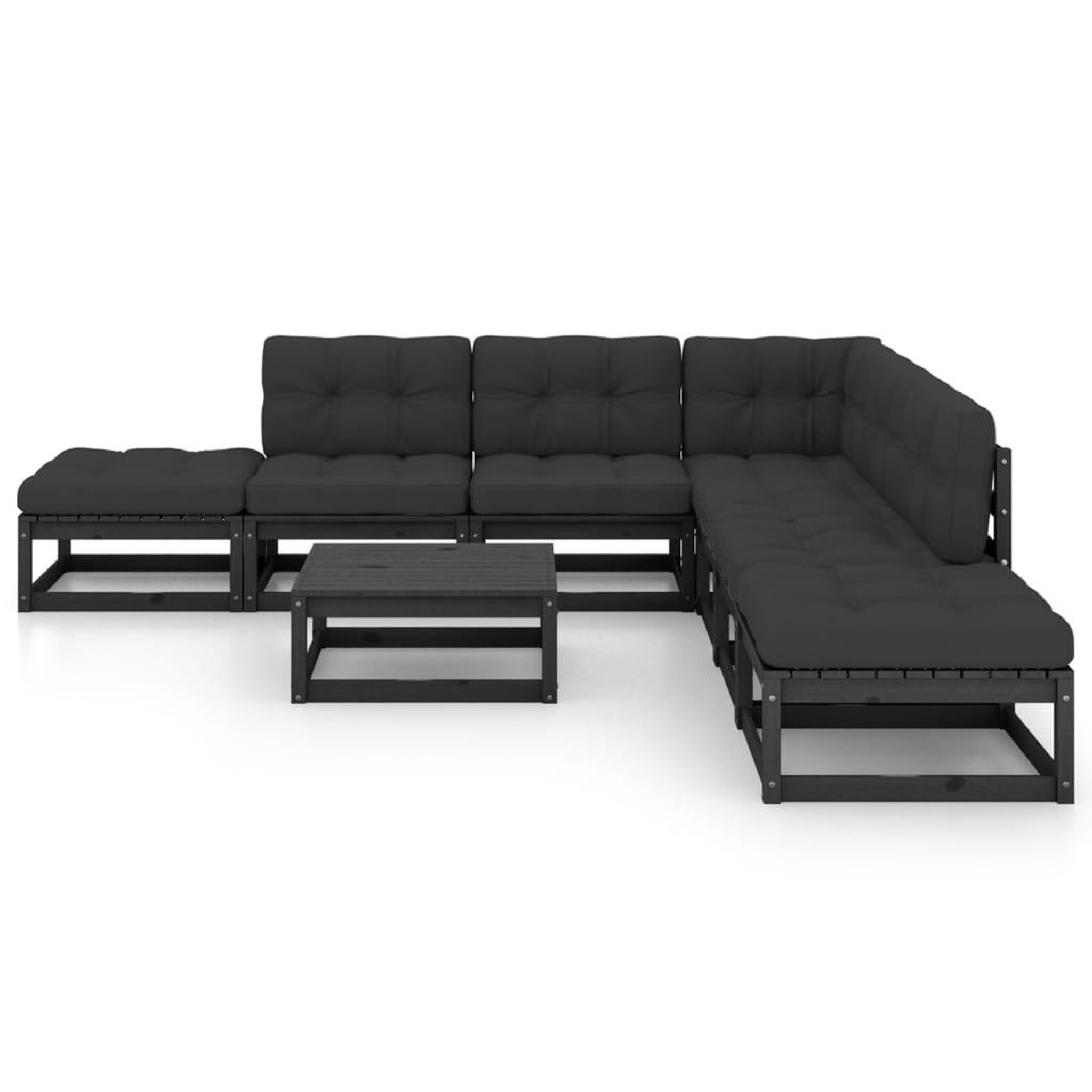 Voir la diapositive 3 : VIDAXL Salon de jardin 8 pcs avec coussins Bois de pin massif