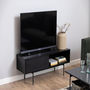 Voir la diapositive 5 : CONCEPT USINE Meuble TV noir avec porte coulissante et 1 niche JUPITER
