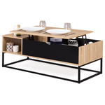 ID MARKET Table basse plateau relevable BOSTON avec rangements design industriel