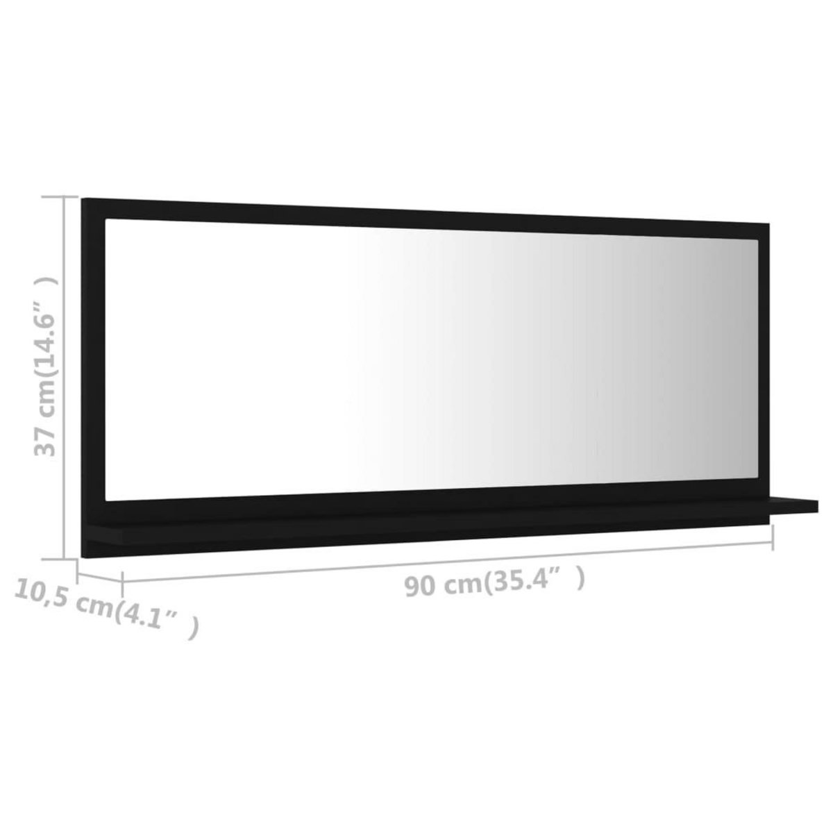 VIDAXL Miroir de salle de bain Noir 90x10,5x37 cm Agglomere