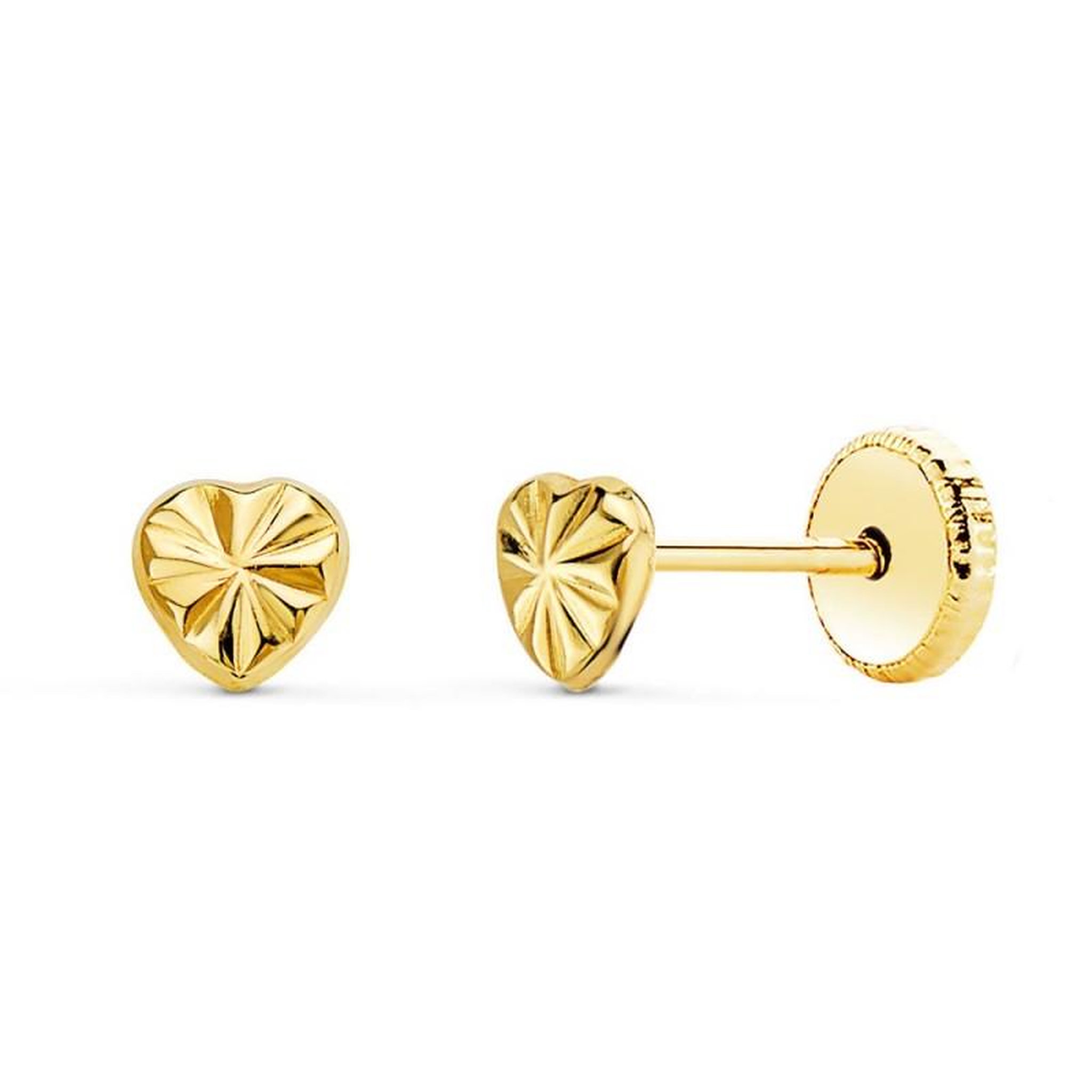 Voir la diapositive 1 : L'ATELIER D'AZUR Boucles d'Oreilles Or 18 Carats 750/000 Jaune Motif Coeur - Fille