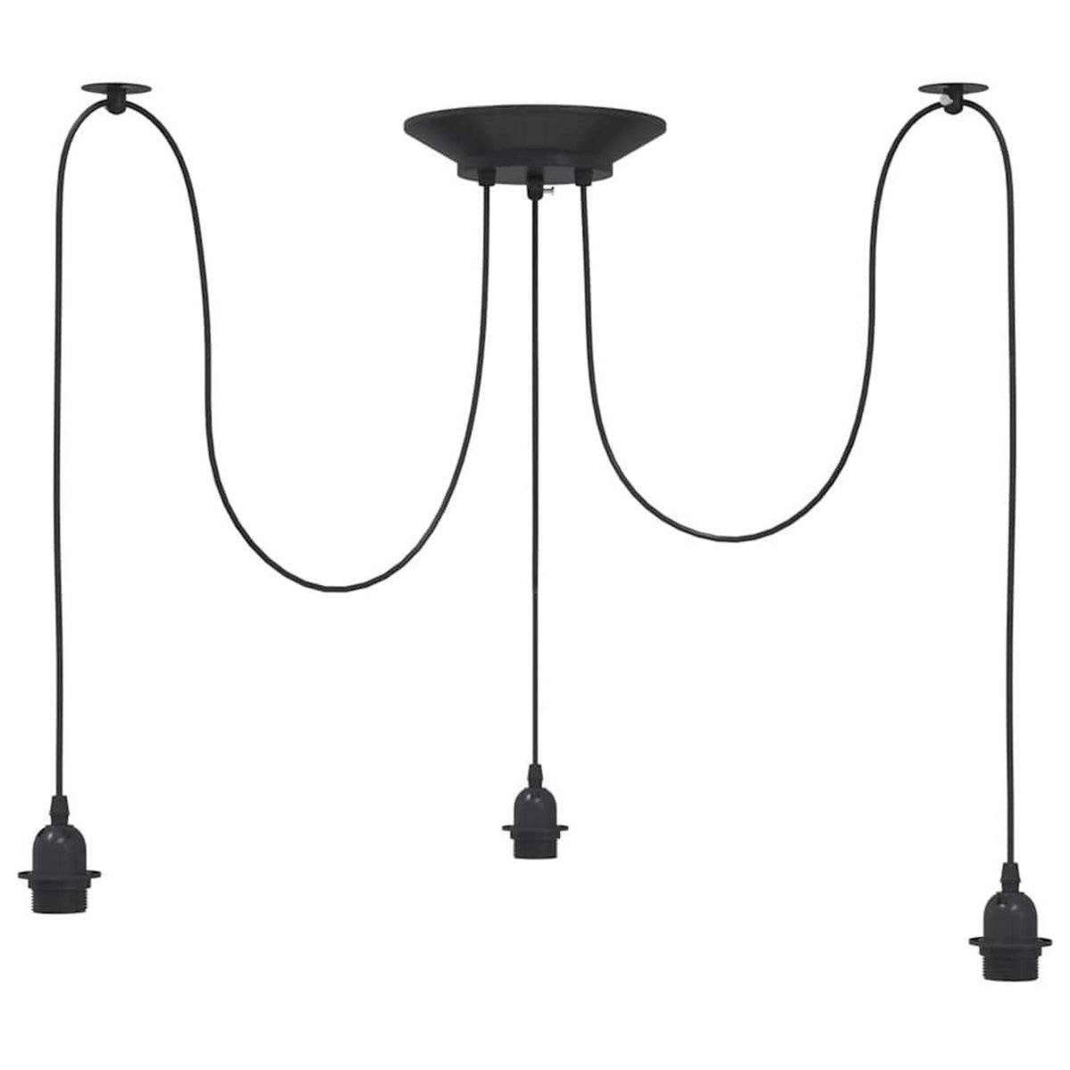 VIDAXL Lampe suspendue avec 3 porte-lampes E27 noir metal