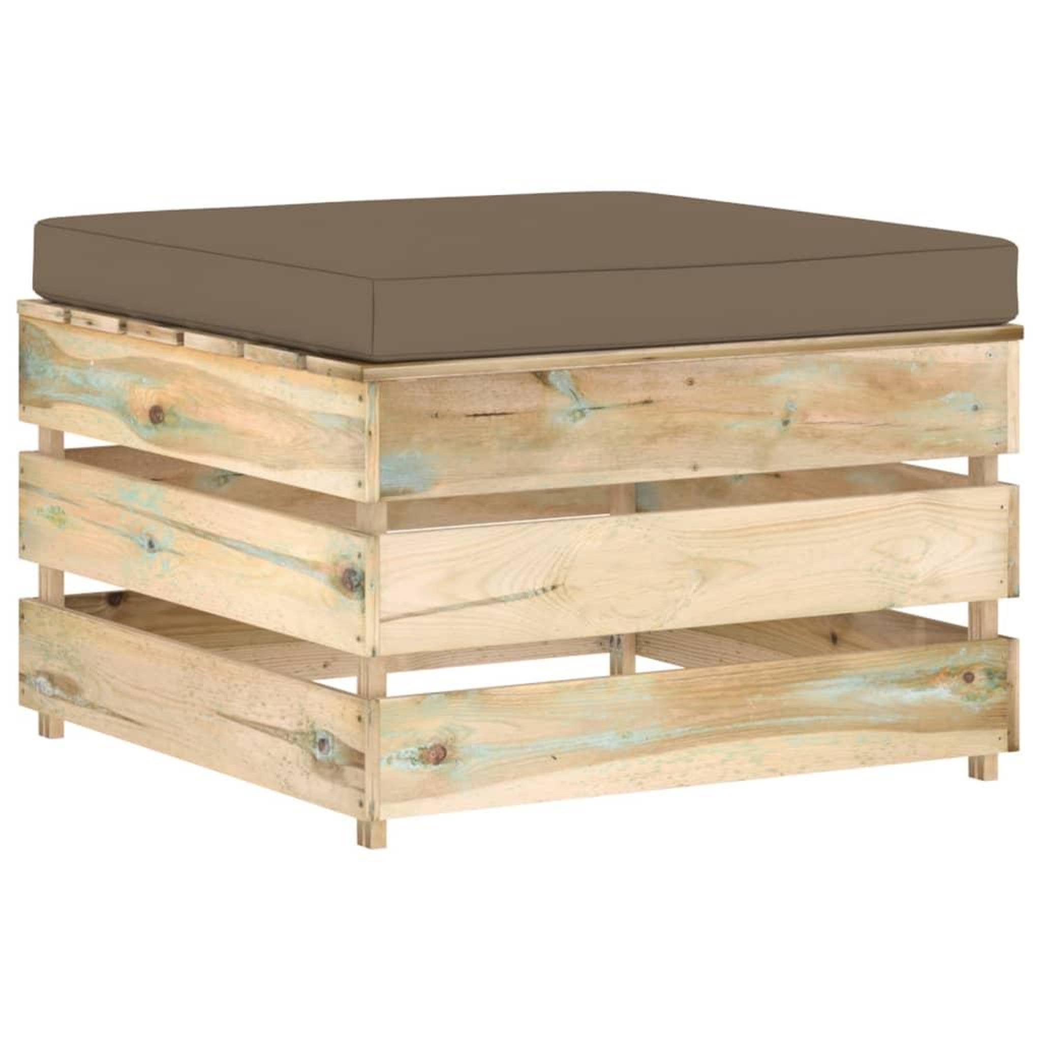 Voir la diapositive 1 : VIDAXL Pouf sectionnel avec coussin vert bois impregne