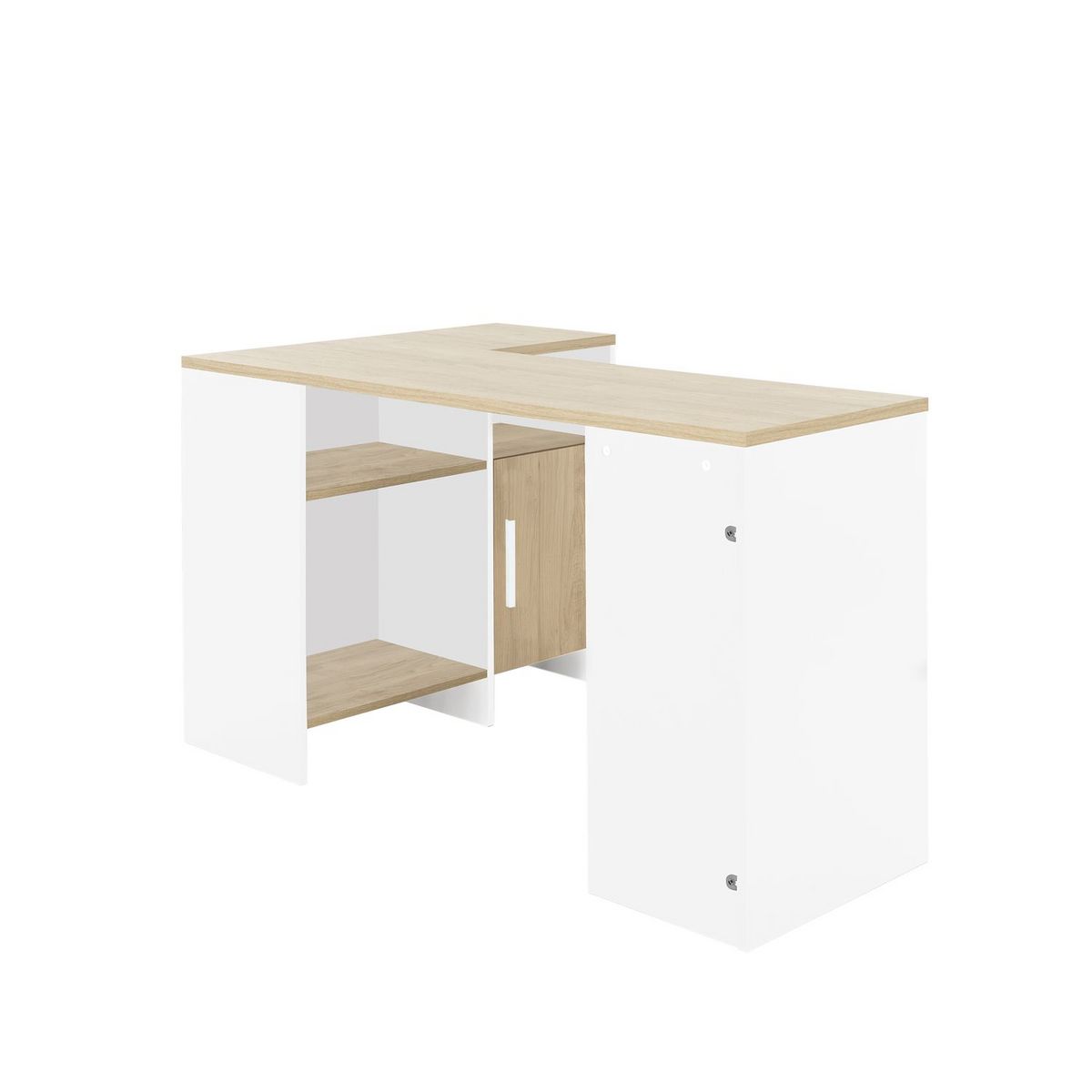 Bureau d'angle droit style indutriel avec rangement L136cm CHELSEA