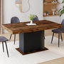 Voir la diapositive 4 : ID MARKET Table à manger extensible rectangle EDEN 6-10 personnes bois effet vieilli et noir 160-200 cm