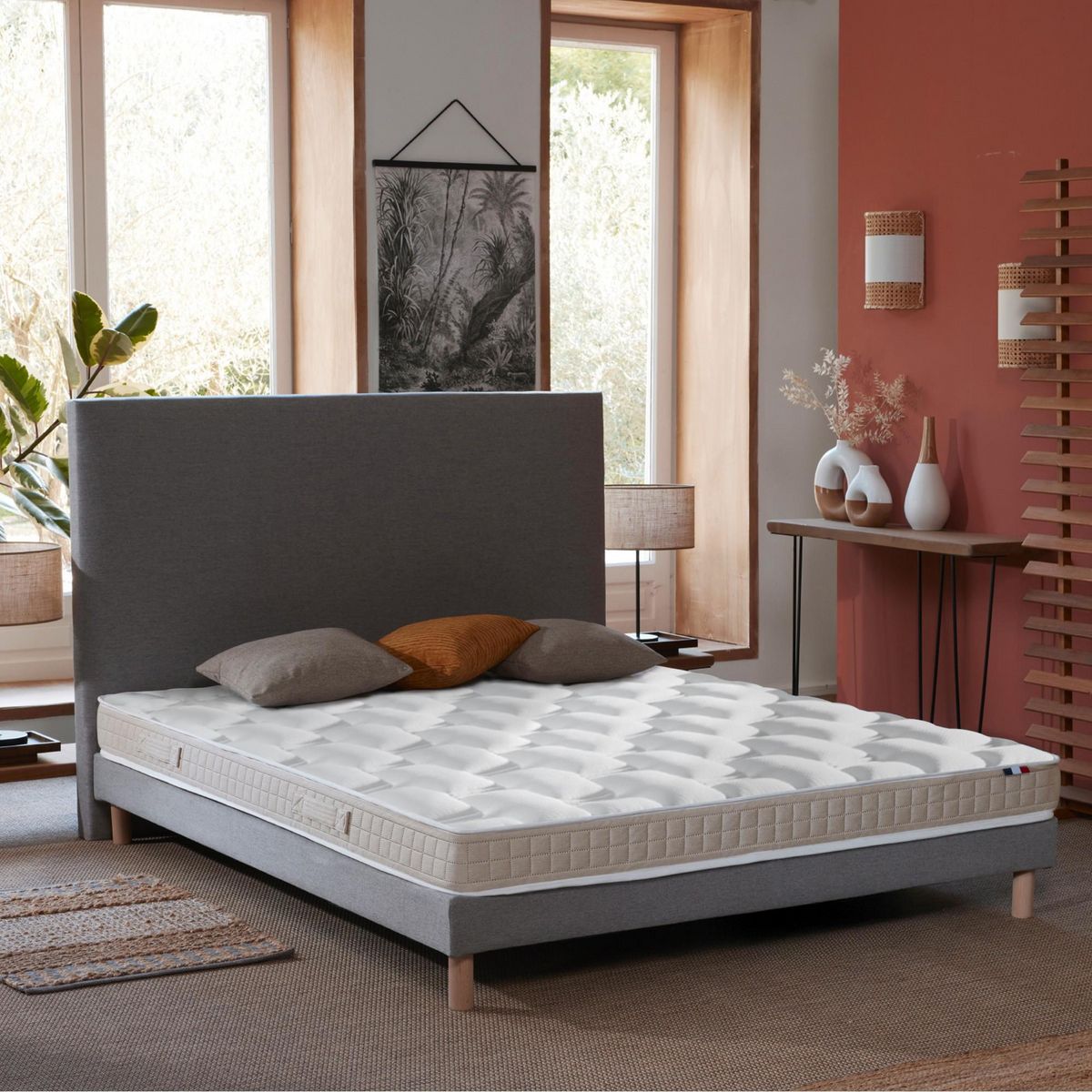 IDLITERIE Ensemble Matelas 100% latex 5 zones ORIGINEL + Sommier - Spécial Dos Sensible - Fabriqué en France